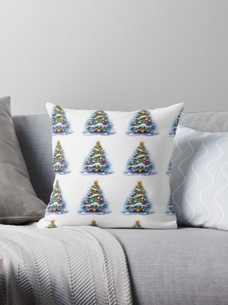 chrismas tree digital paper Pillow