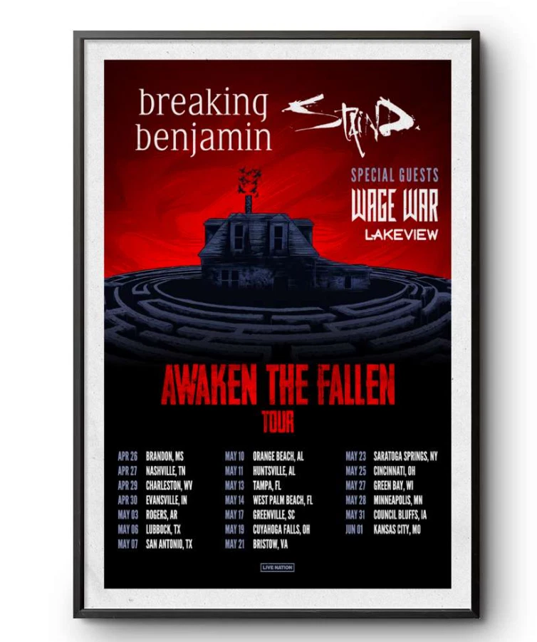 Breaking Benjamin Awaken The Fallen Tour 2025 Poster