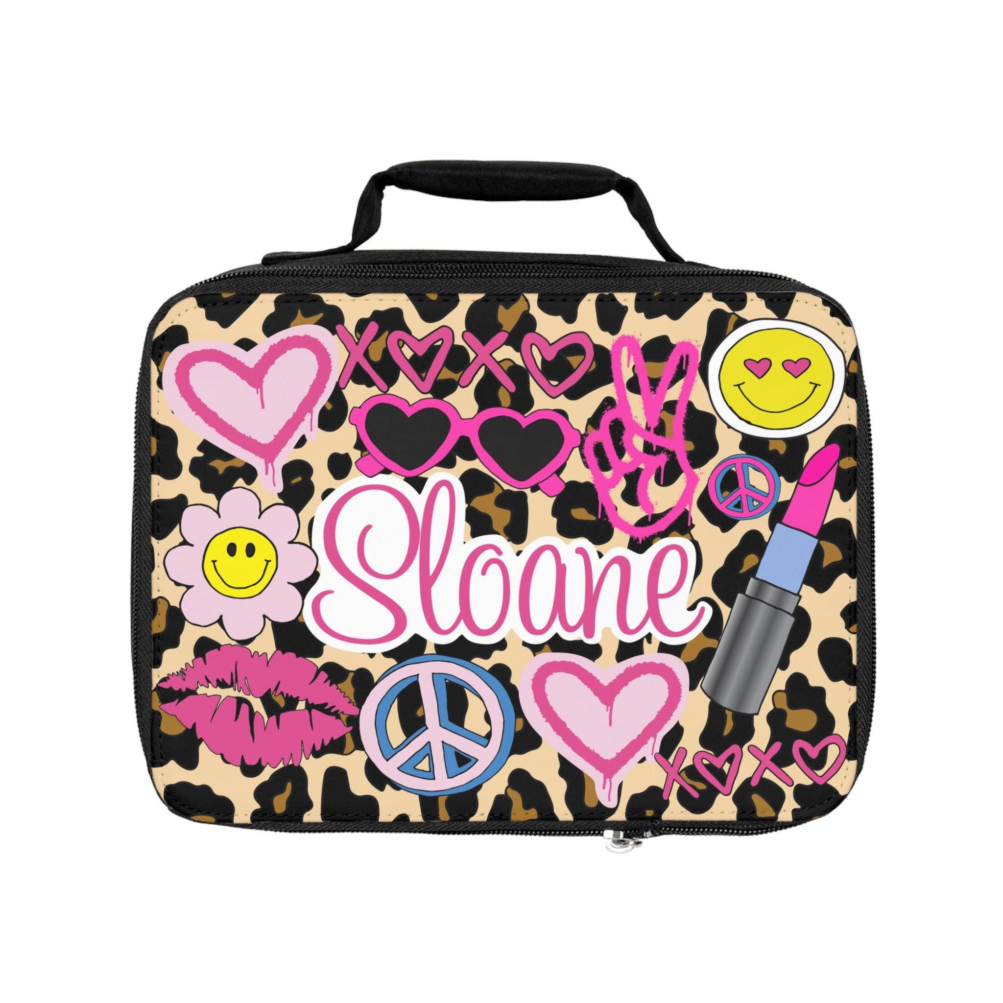 Cheetah Print Cutesy Insulated Lunch Box | Custom | Personalized | Back To School | Add Your Favorites | Personalized Lunch Bag | Girls Gift
