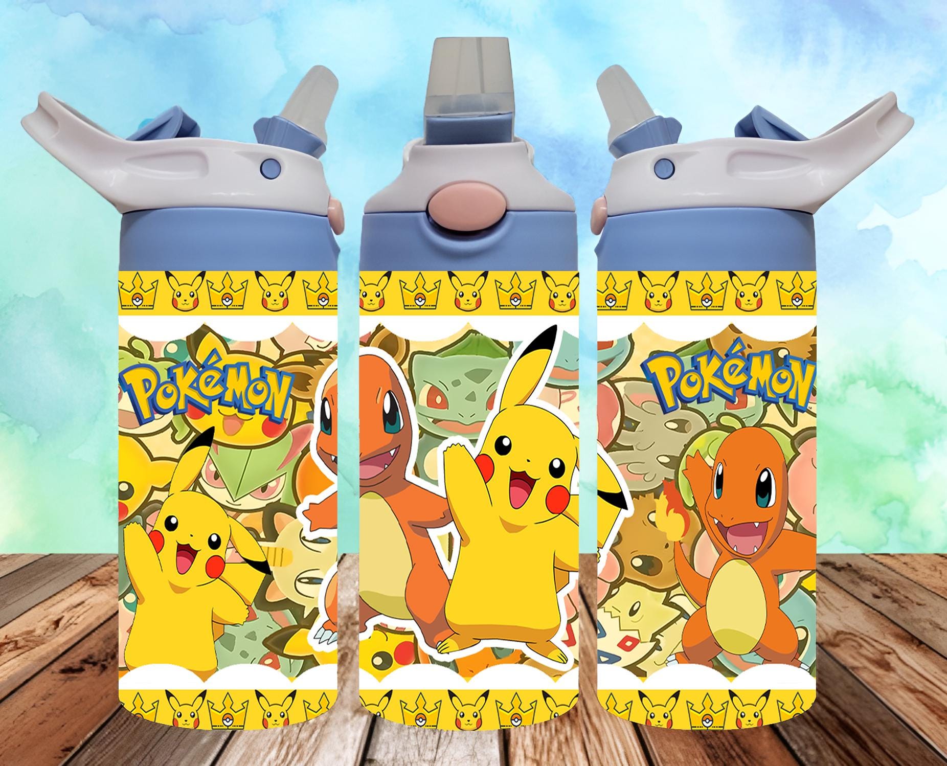 Pika 12oz Flip Top sippy Cup, PKM 12oz Kids Tumbler Wrap, Cartoon 12oz sippy cup