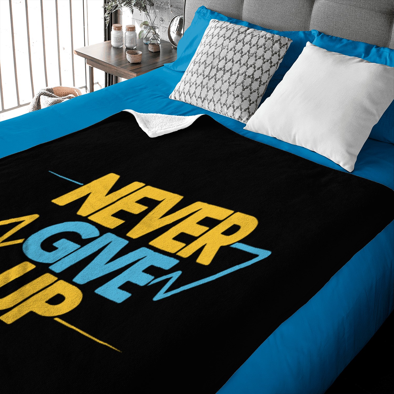 Never Give Up Motivational Typography Baby Blankets