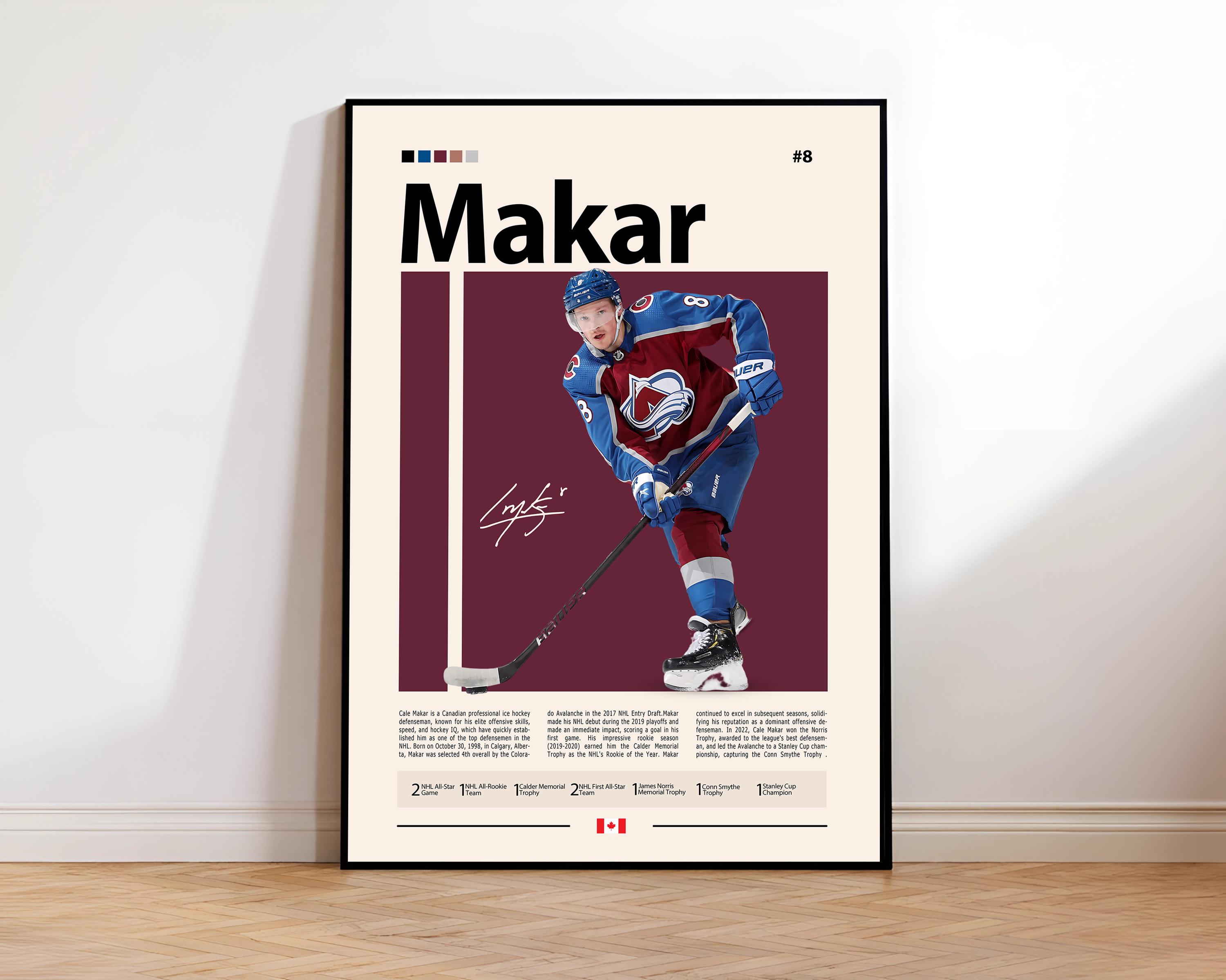 Cale Makar Poster, Colorado Poster, Hockey Poster, Sports Poster, Mid-Century Modern, Sports Bedroom Posters