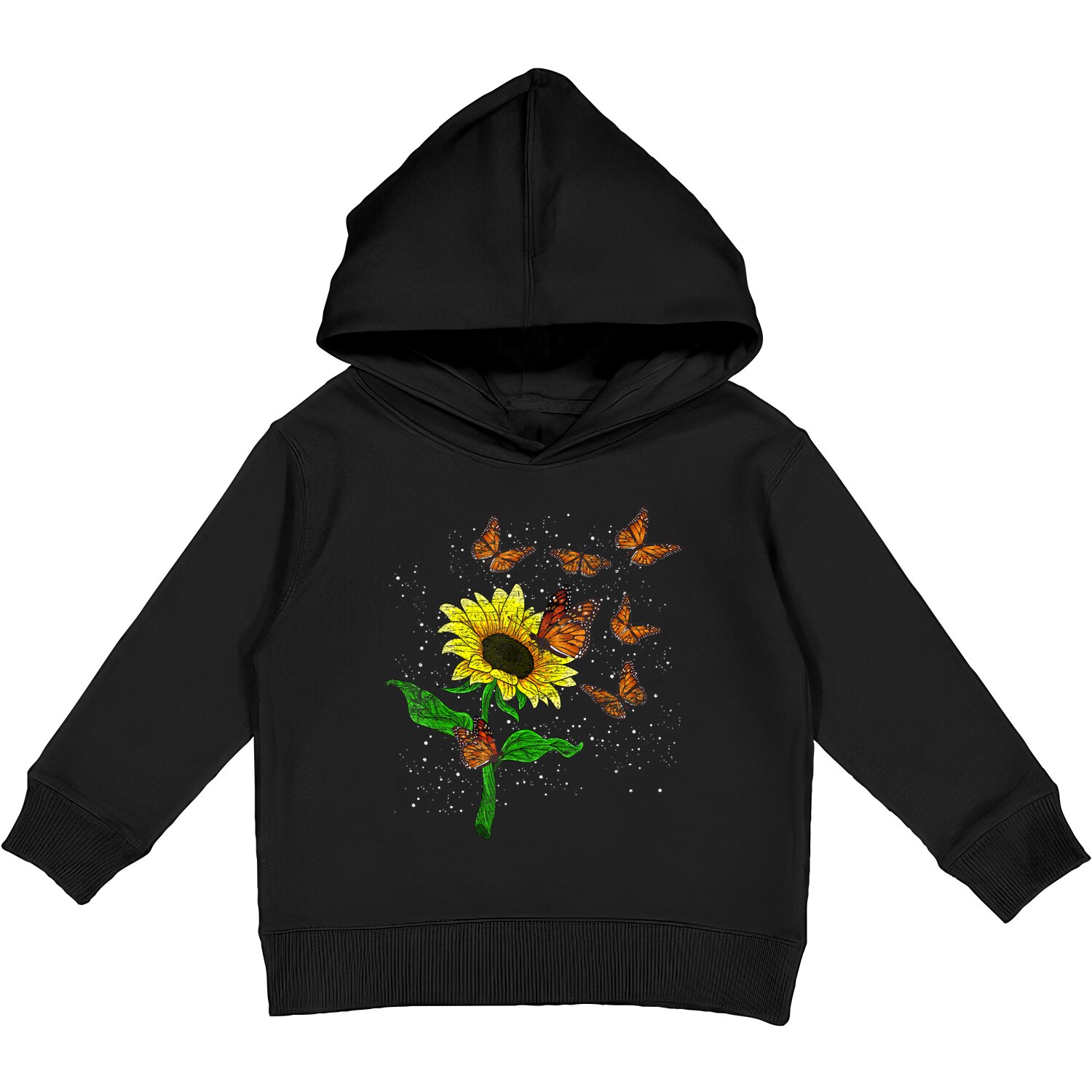 Flower Blossom Butterflies Nature Butterfly Sunflower Kids Pullover Hoodie