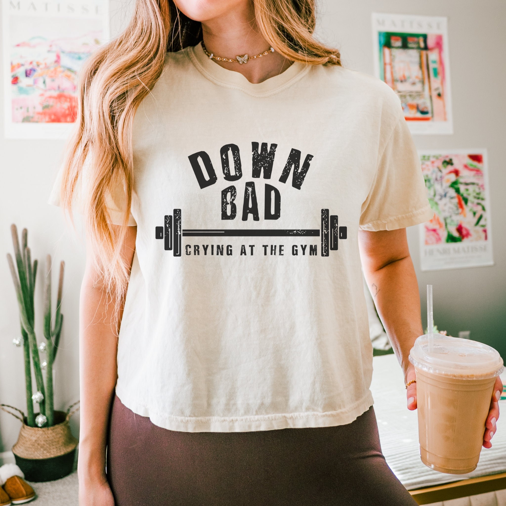 Down Bad Crop Tee, Funny Gym Cropped Shirt, TTPD Crop Tee, Down Bad Crying at the Gym, Down Bad Comfort Colors Shirt