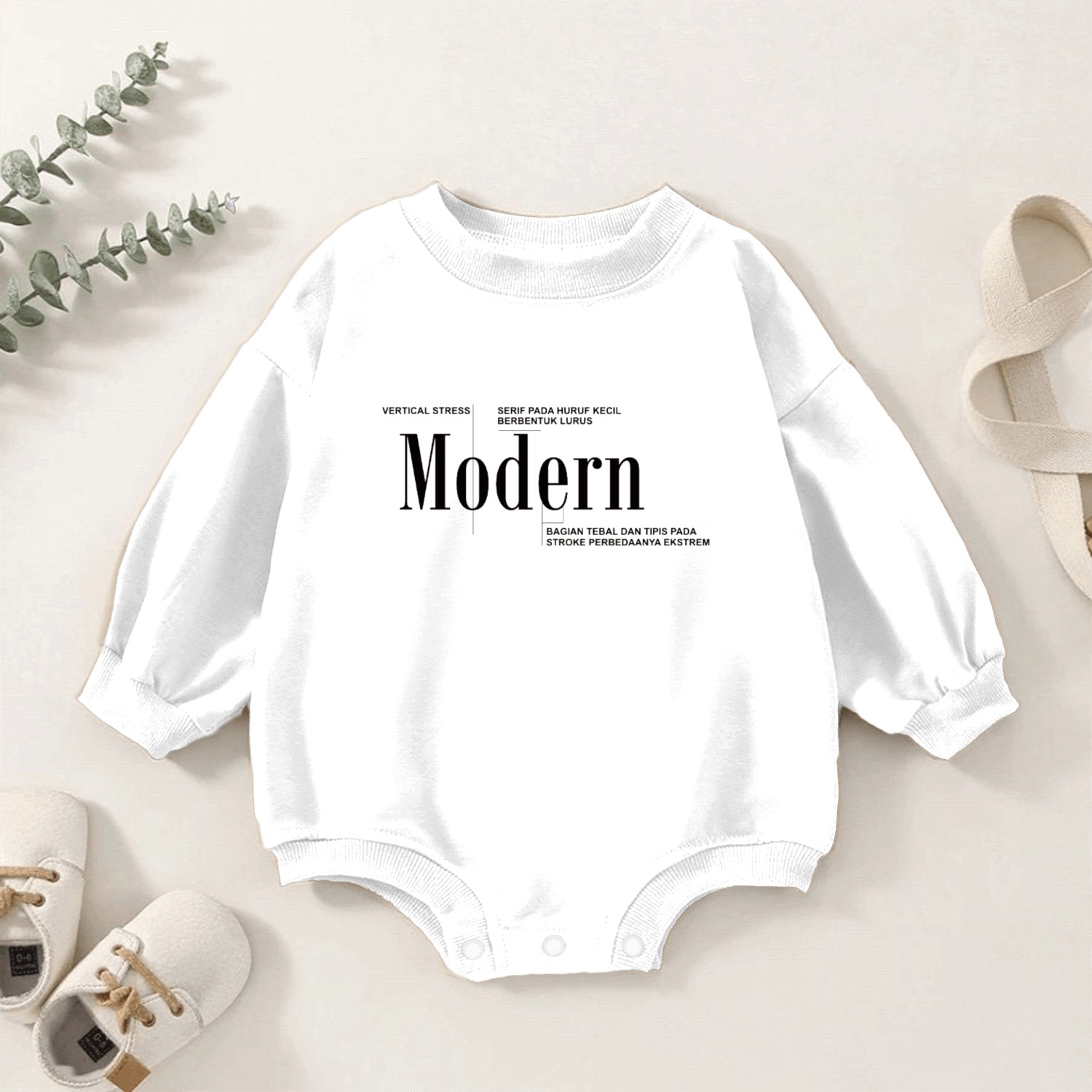 Vertical Stress Modern Typeface Design Baby Romper Sweatshirts