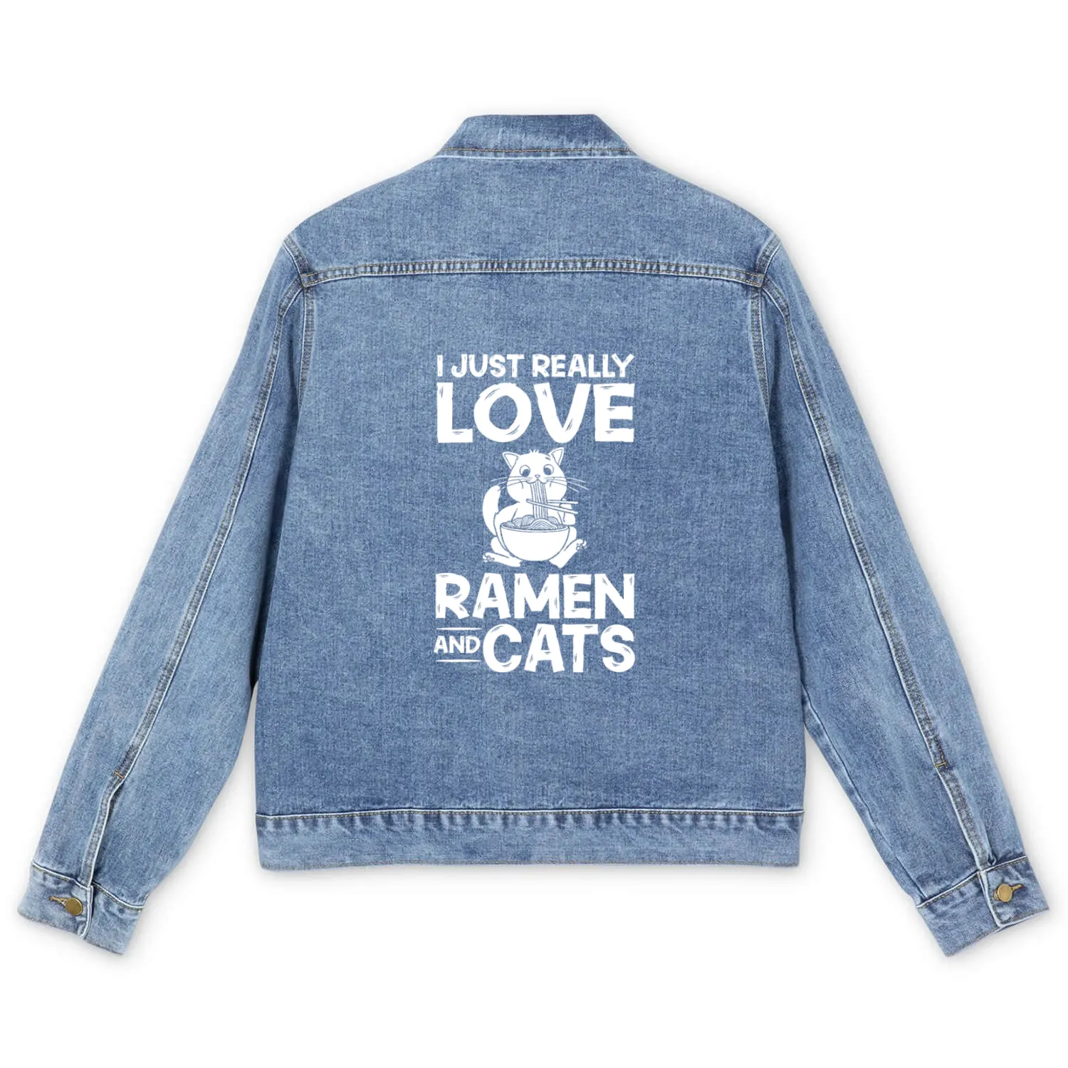 Ramen Cat Bowl Chicken Noodle Soup Japanese Men's Denim Jackets