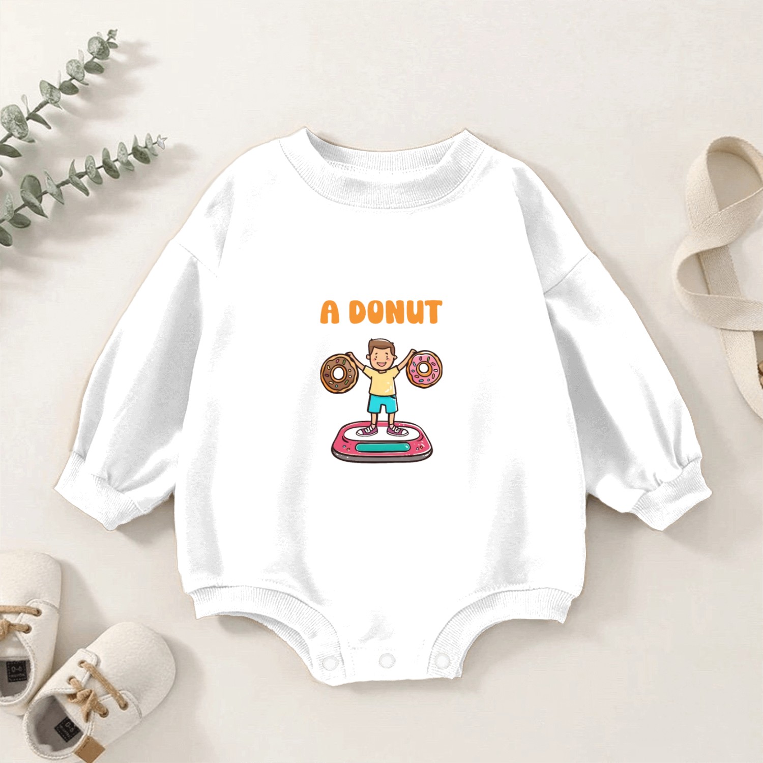 Donut Lover A Balanced Diet: A Donut in Each Hand Baby Romper Sweatshirts