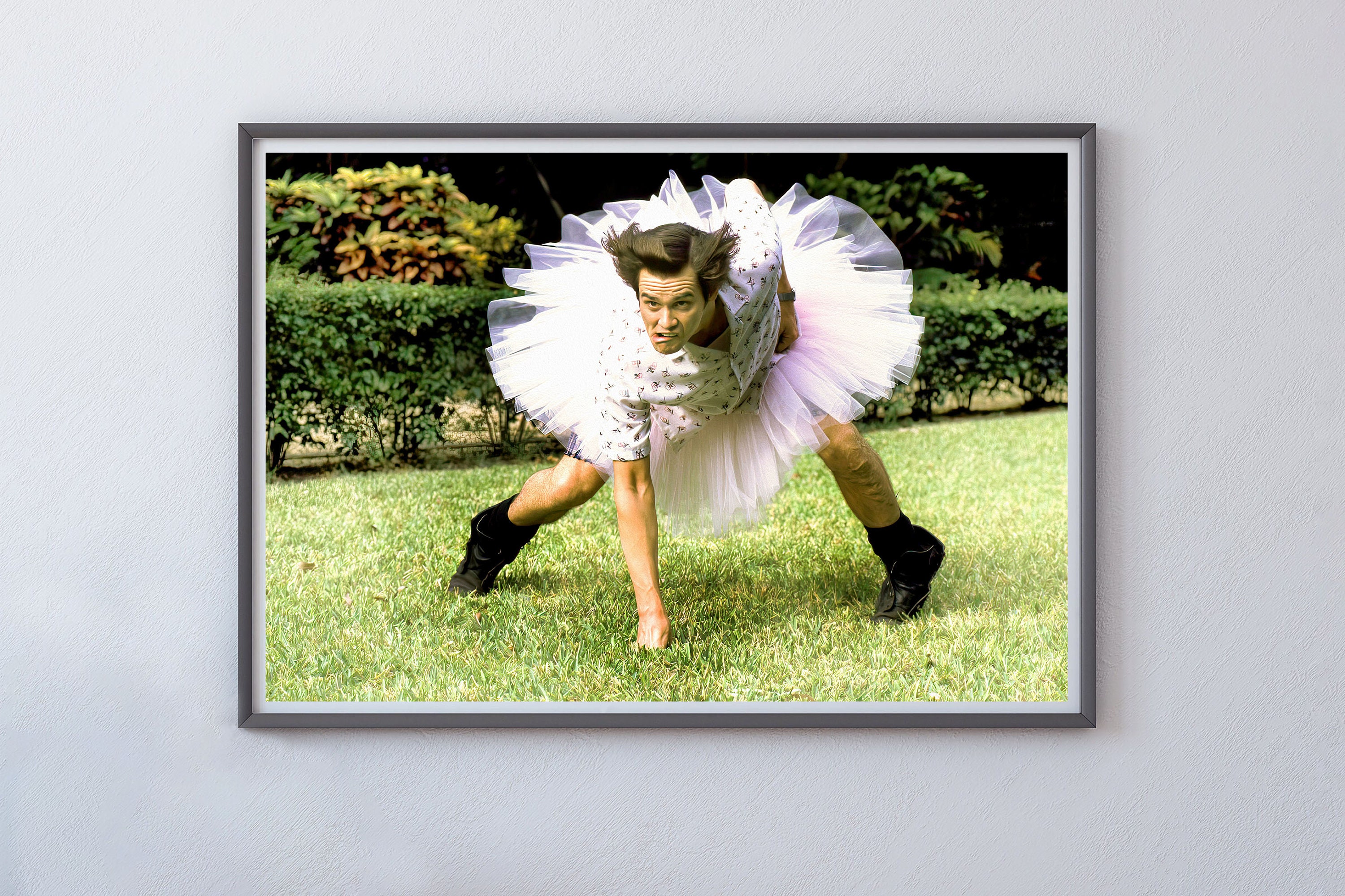Ace Ventura Movie Poster, Pet Detective, Tutu Print, Jim Carrey Poster, Oil Painting, 1990's, Room Decor
