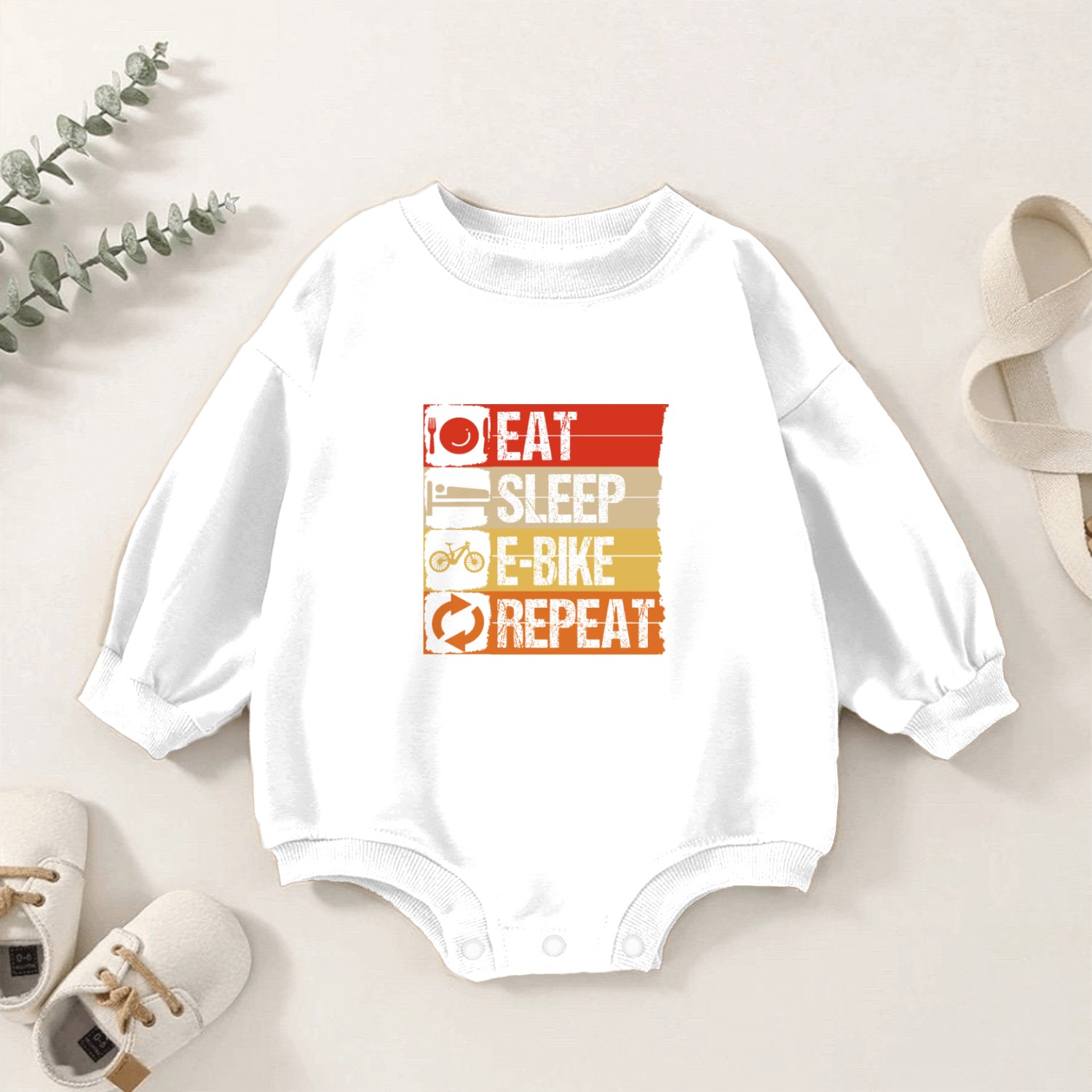 e-bike enthusiast eat sleep e-bike repeat Baby Romper Sweatshirts