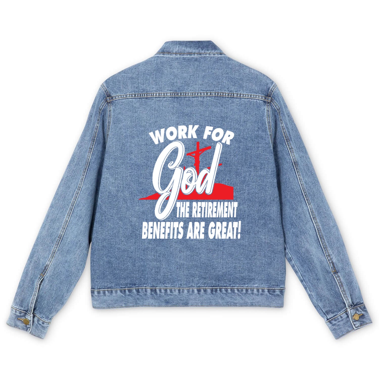 Work For Money Love Jesus Christian Christmas Men's Denim Jackets