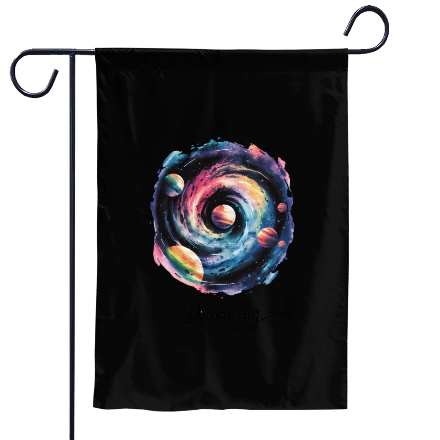 Dream Big Colorful Galaxy Spiral Garden Flags