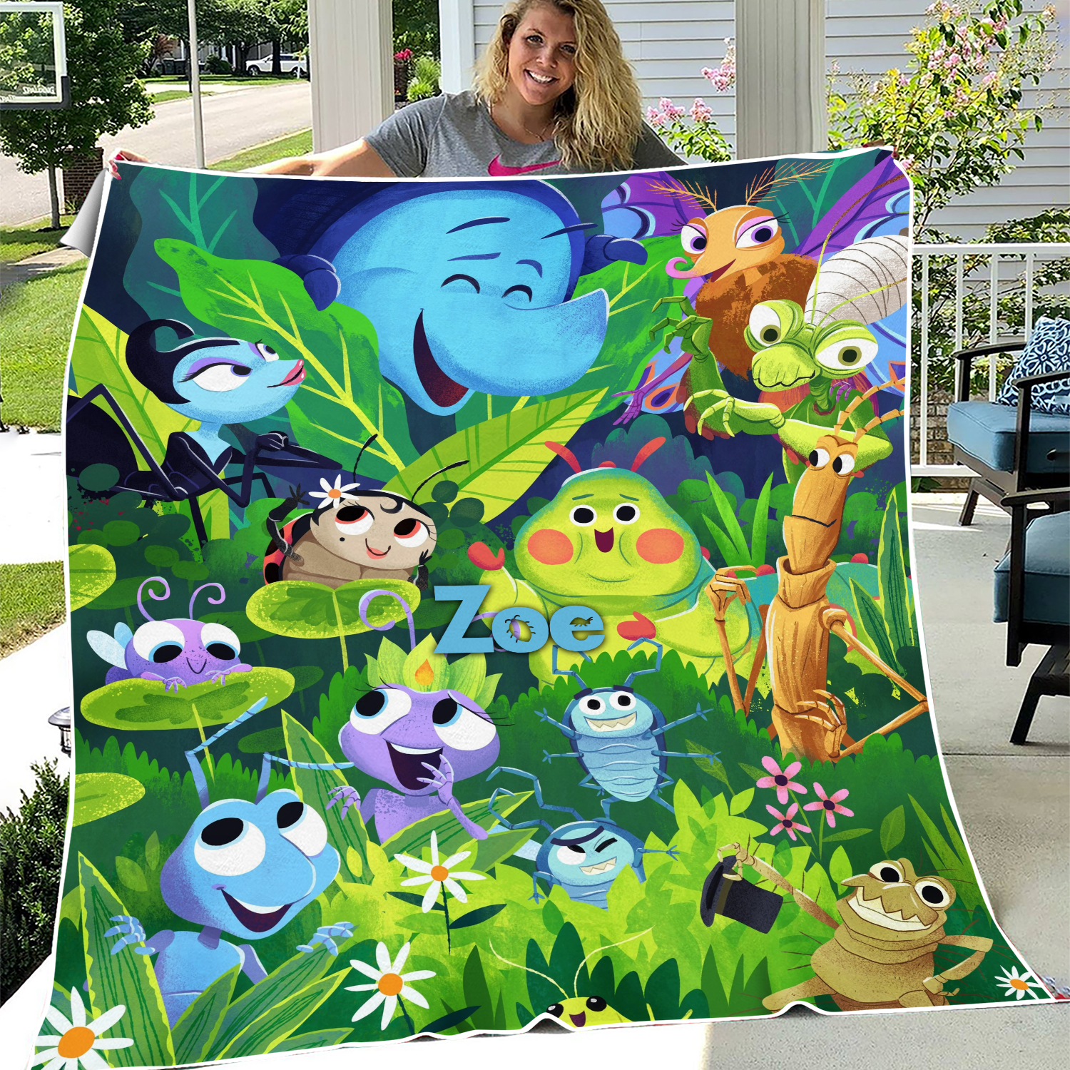 Personalized A Bug's Life Blanket With Name, Customized Blanket Bedding Christmas Gifts