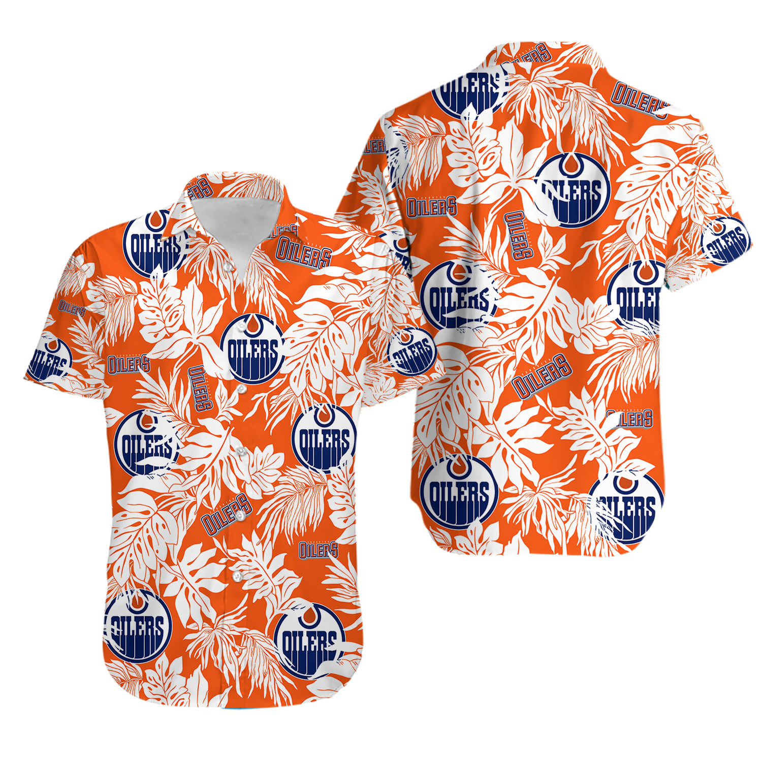 Edmonton Oilers Hawaiian Shirt, Tropical Leaves For Fans Aloha Shirt Hockey Team
