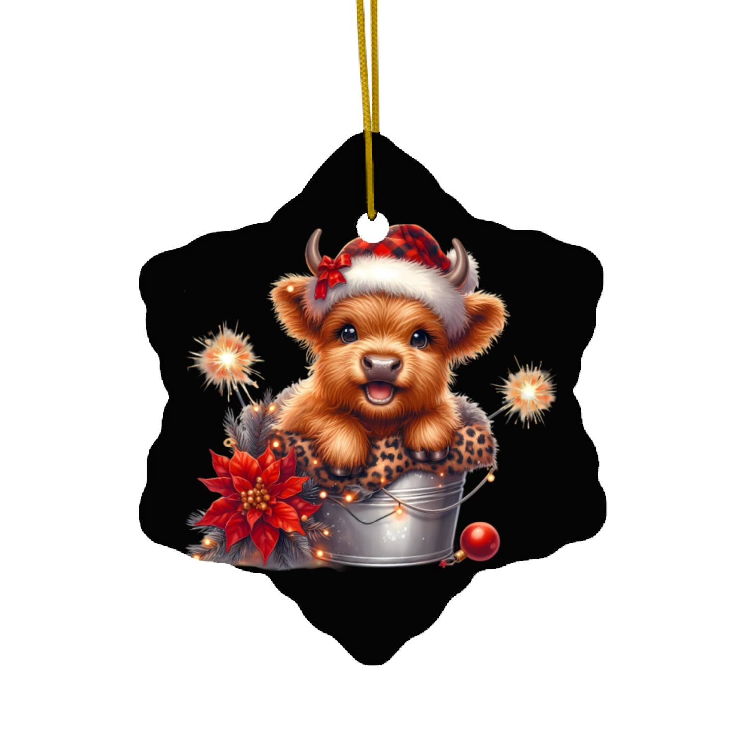 Christmas Merry Christmas For Gift Highland Cow Ceramic Ornaments