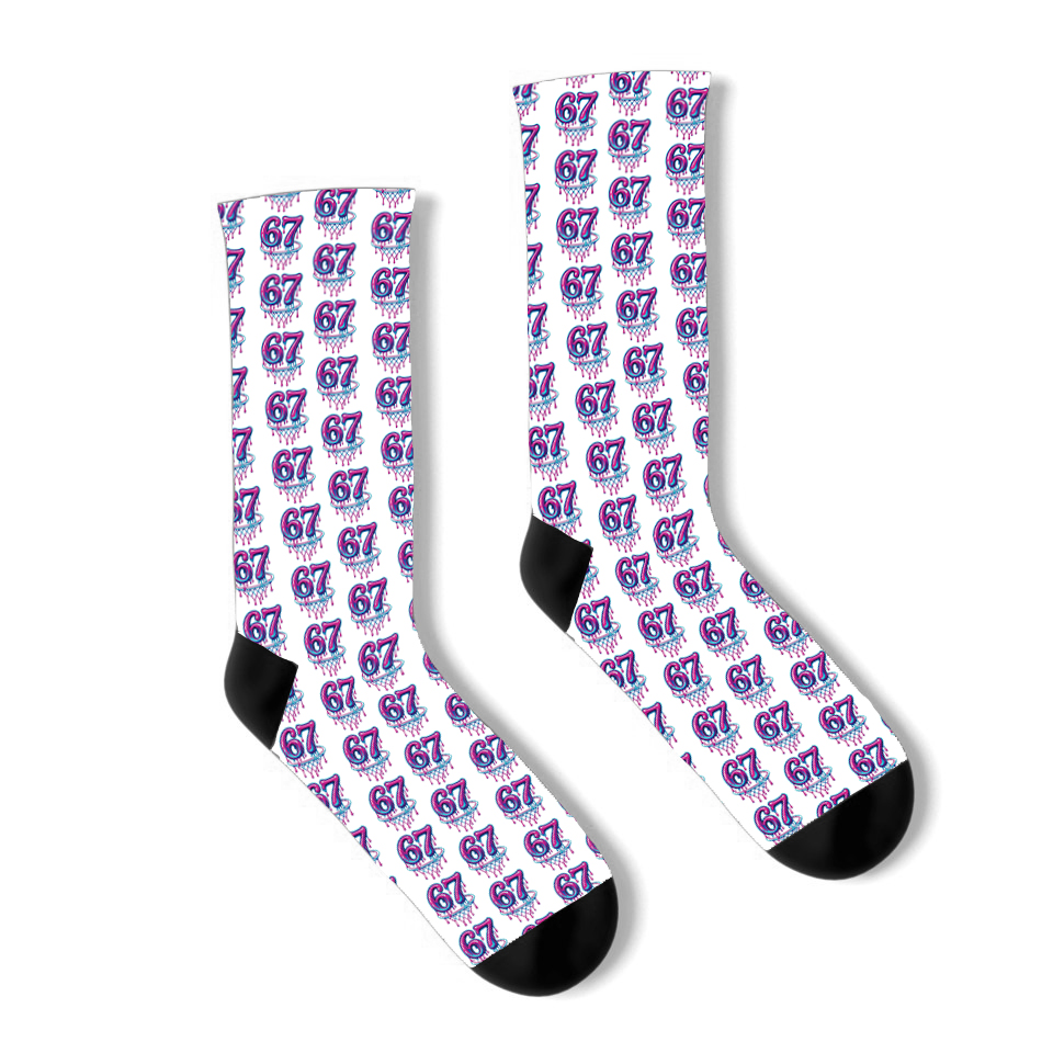 67 Socks | 6 7 Socks | Six Seven Crew Socks | Trendy Streetwear Socks | Fun Aesthetic Socks for Teens | Cozy Gift Socks