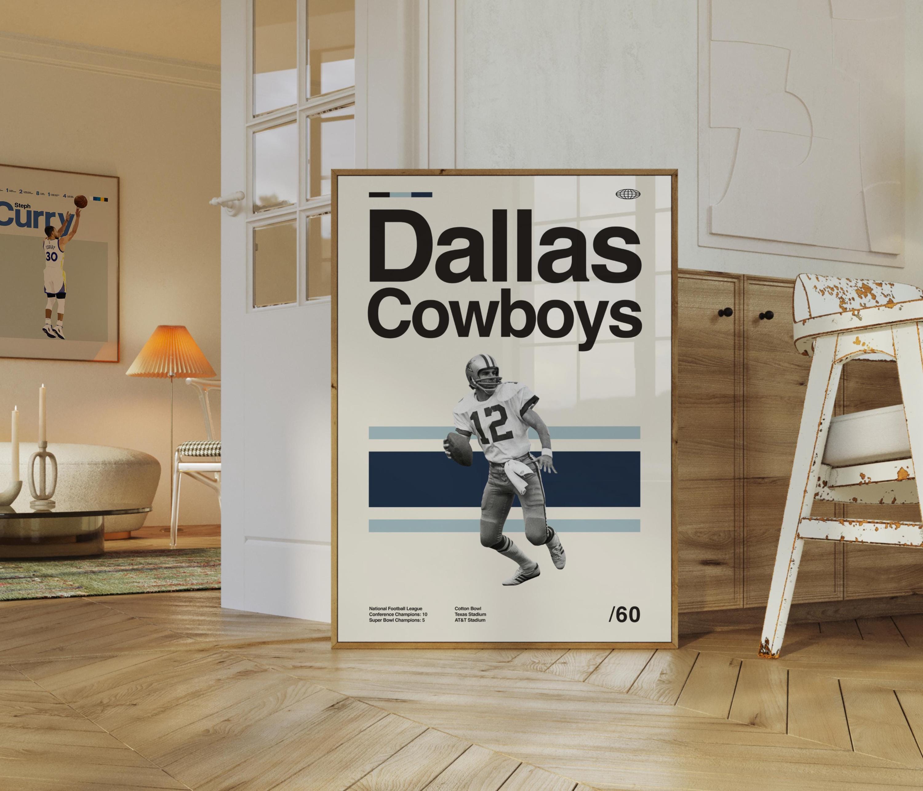 Dallas Cowboys Art Print, Football Poster, football Mid-Century Modern, Uni Dorm Room