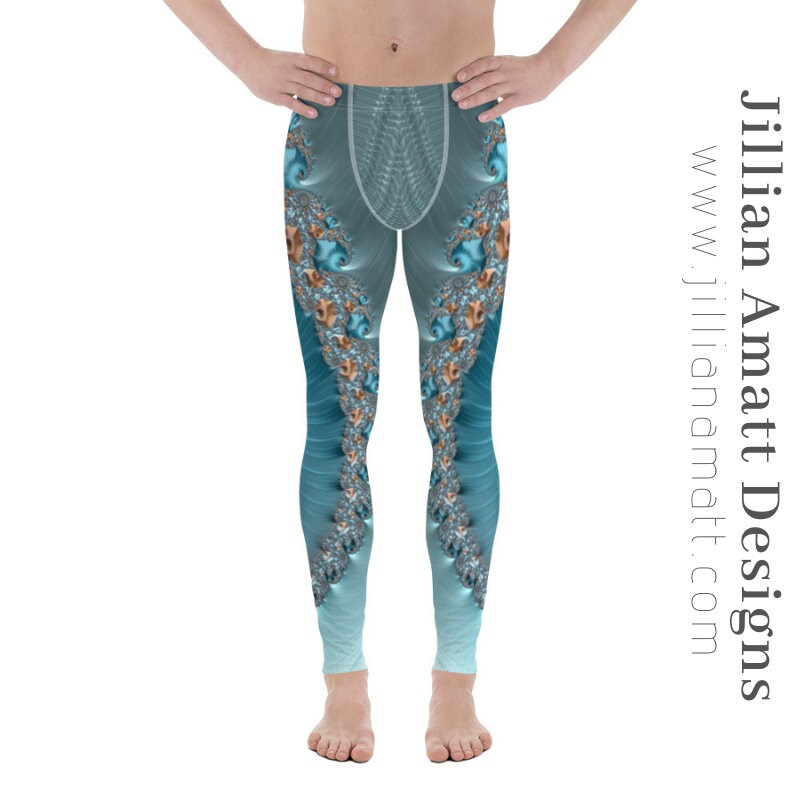 Men's Leggings | Geometric Design | Teal and Taupe | Trippy Tights