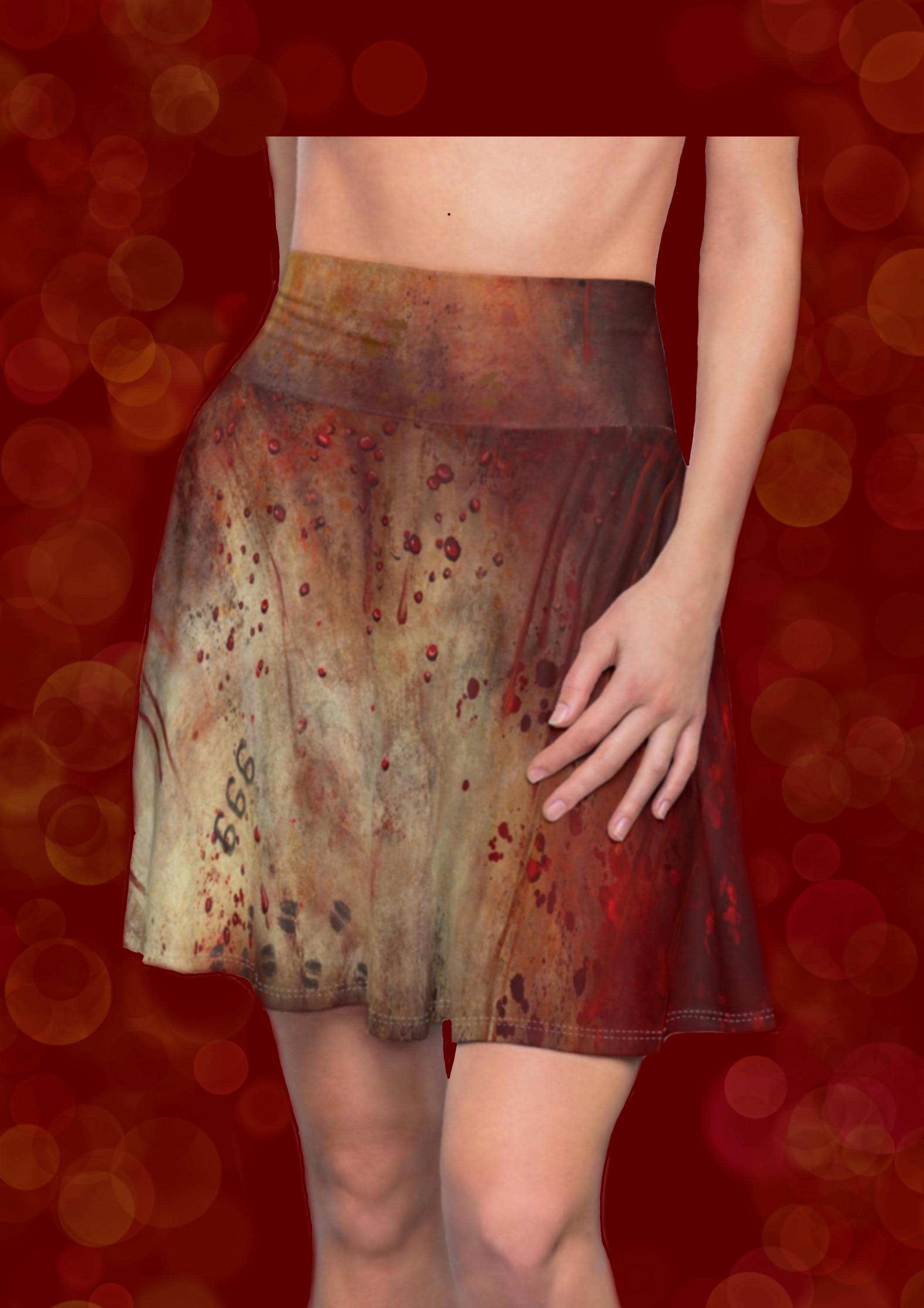 Blood Drip Skater Skirt - Halloween Costume Women's Fashion, Gothic Punk Clothing