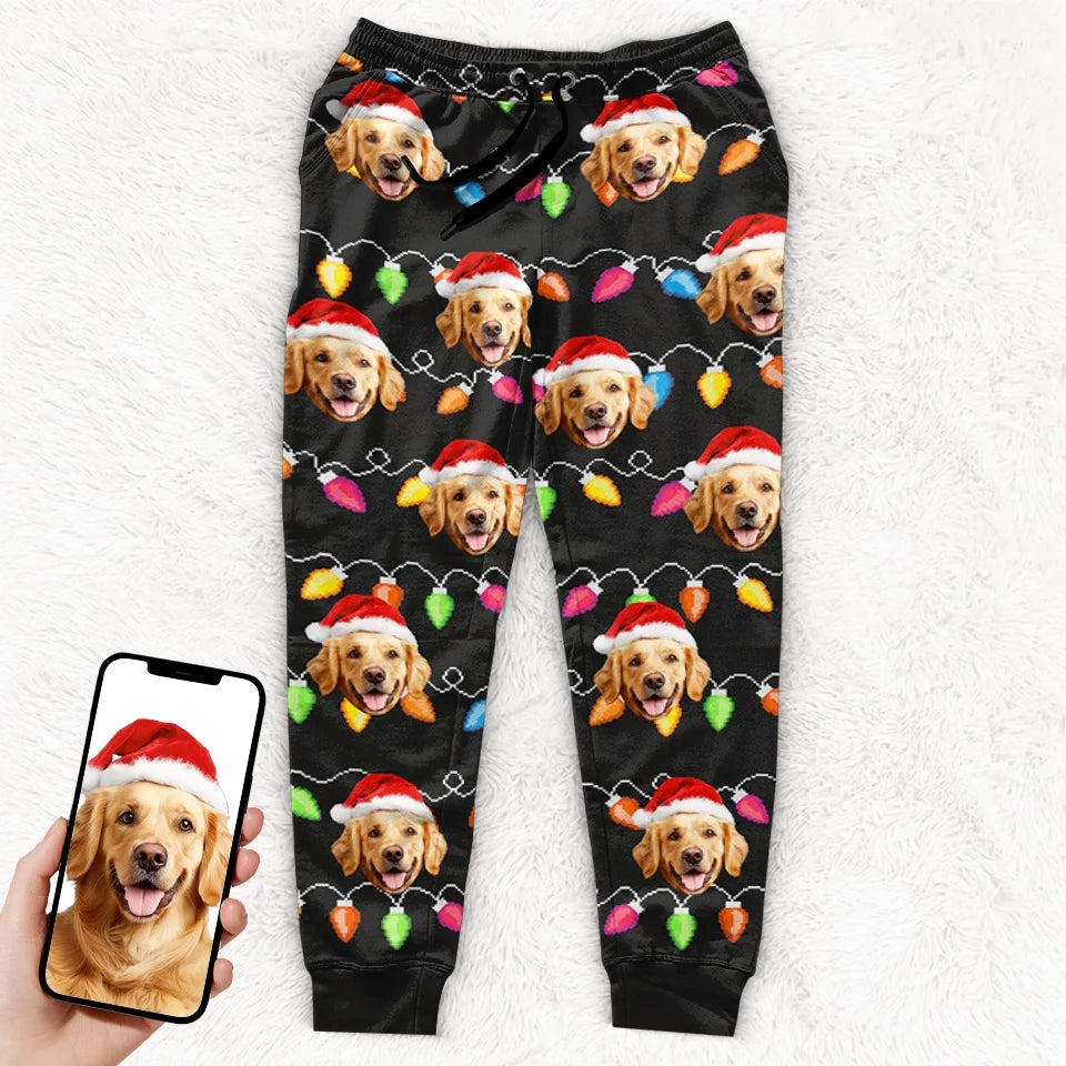 Custom Photo Furry Kisses And Christmas Wishes - Dog & Cat Personalized Pajama Pants