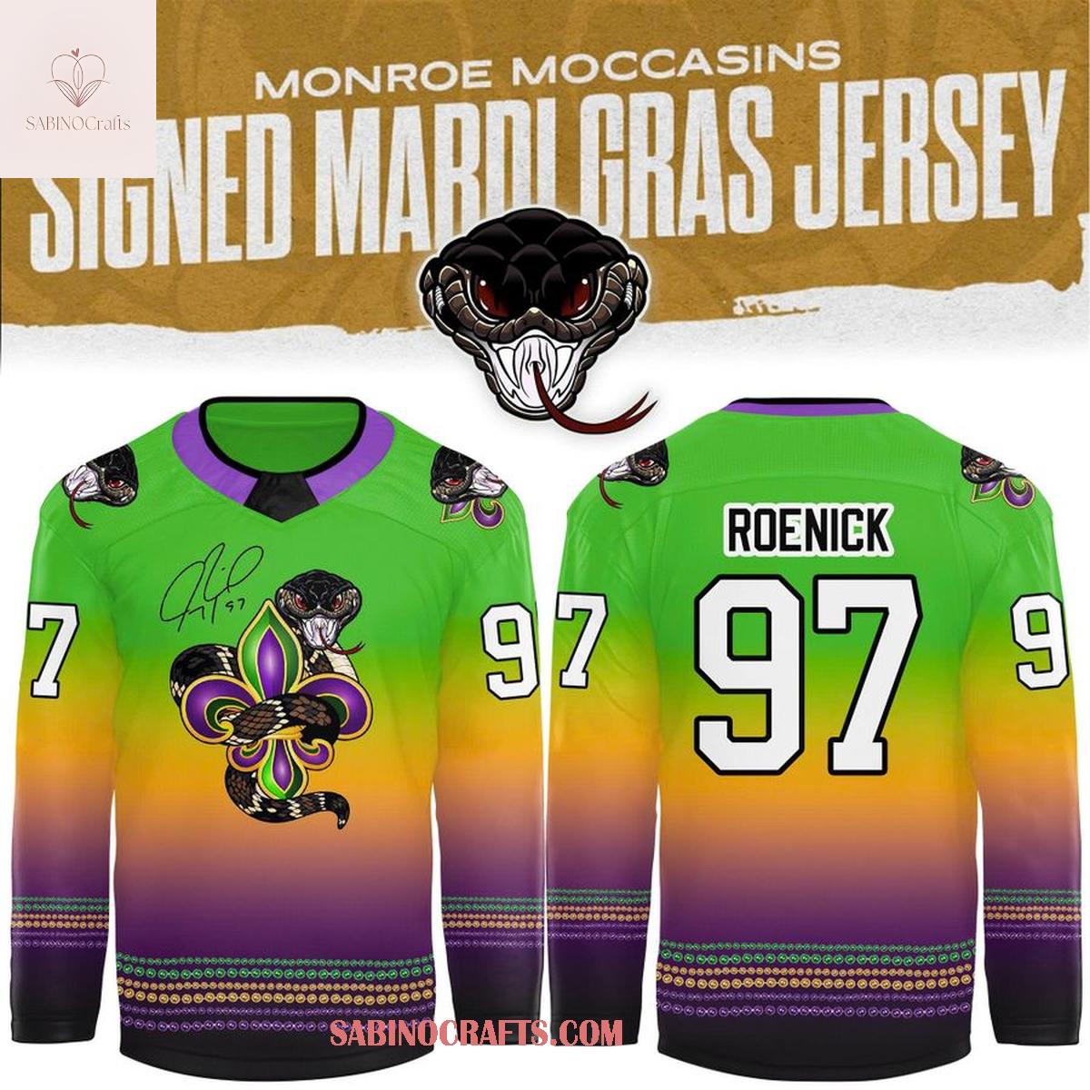 Monroe Moccasinss Jeremy Roenick Mardi Gras Night 2026 Personalized Hockey Jersey