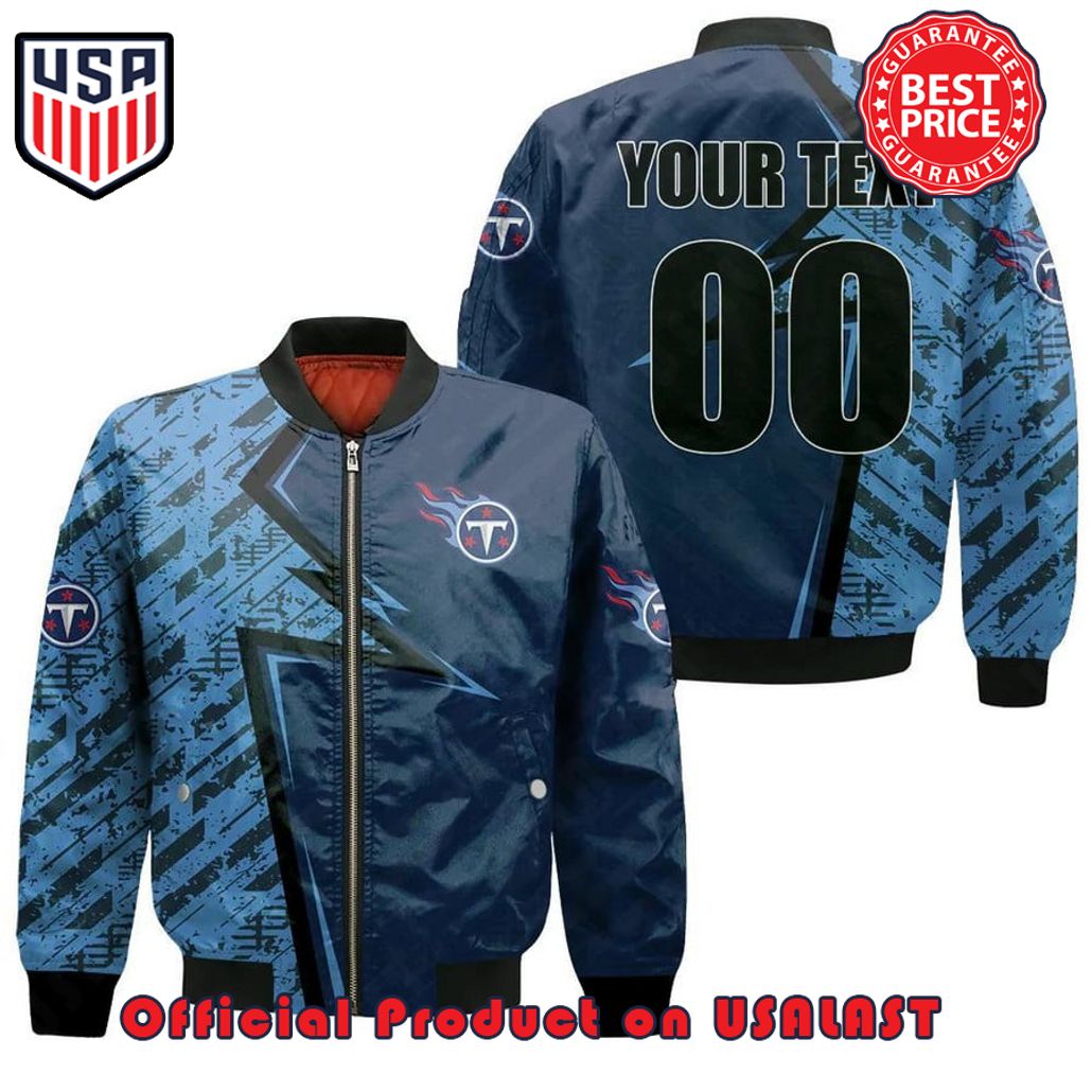 TENNESSEE TITANS BOMBER JACKET 3D PRINTED ABSTRACT PATTERN SPORT CUSTOM TEXT AND NUMBER