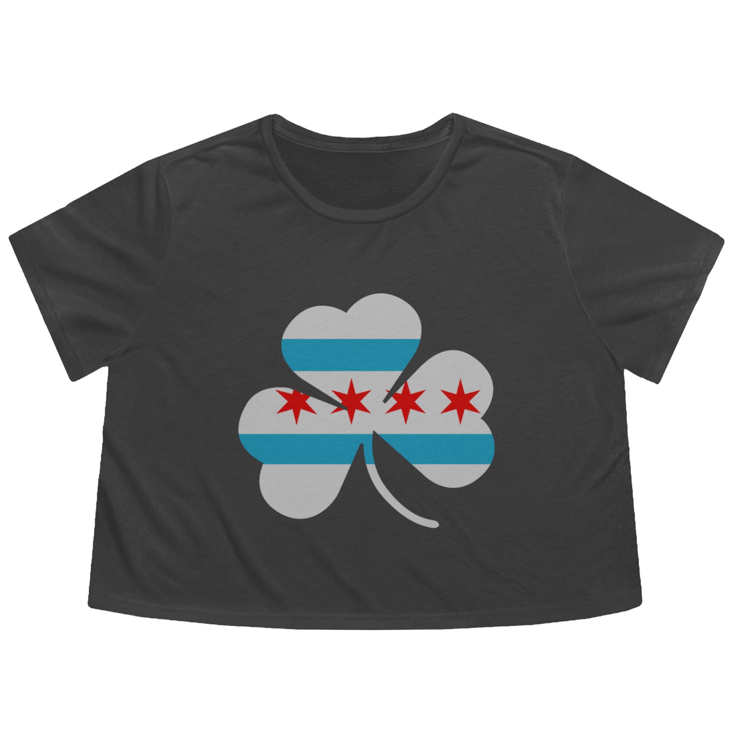 Irish Chicago Flag Shamrock Flowy Cropped Tees