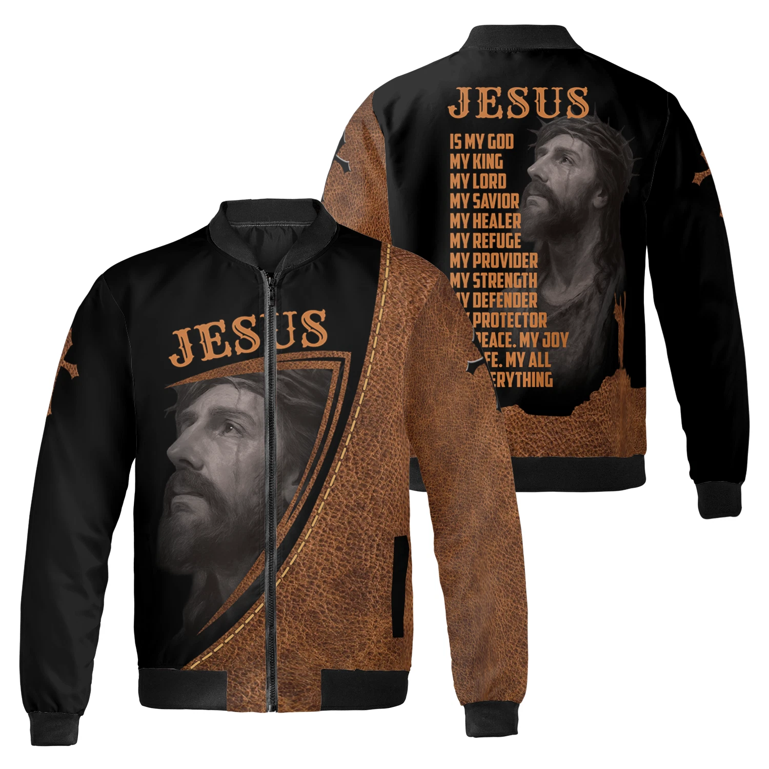 Jesus Is My God My King Quote Xmas Gift Bible Verse God Believers Bomber Jacket