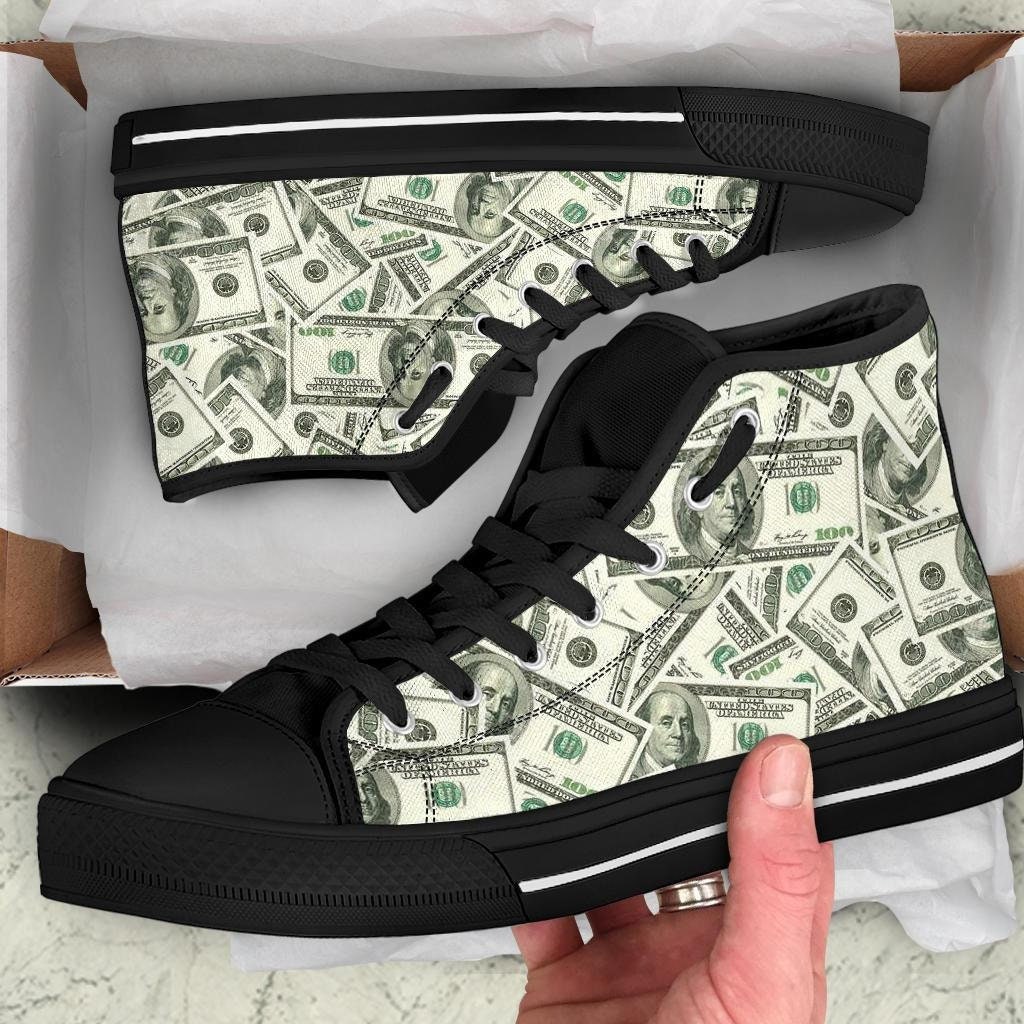 Dollar High Top Shoes / Money Print Trainers Shoes / Dollar Sneakers / Money Gift
