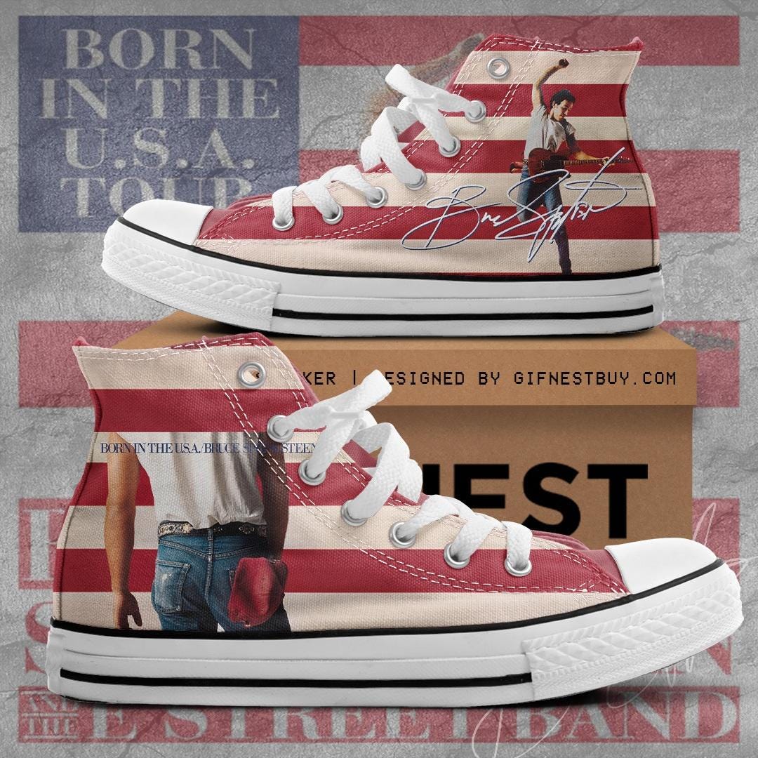 Bruce Springsteen Shoes, Bruce Springsteen Born In USA Canvas Shoes, Bruce Springsteen Fan Gift, Bruce Springsteen 2024 Tour