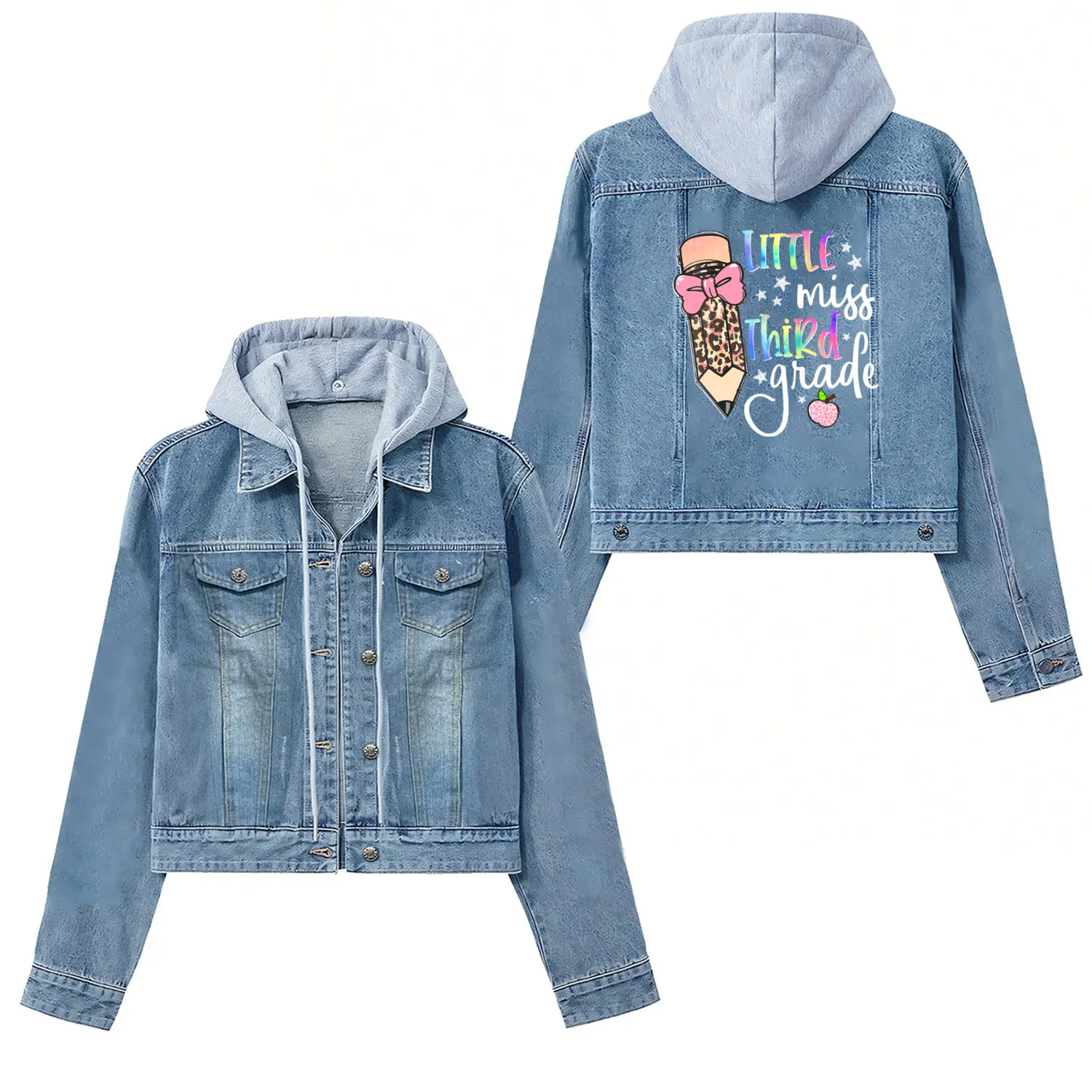 Little Miss Third Grade Back To School 3rd Grade Women's Denim Jackets