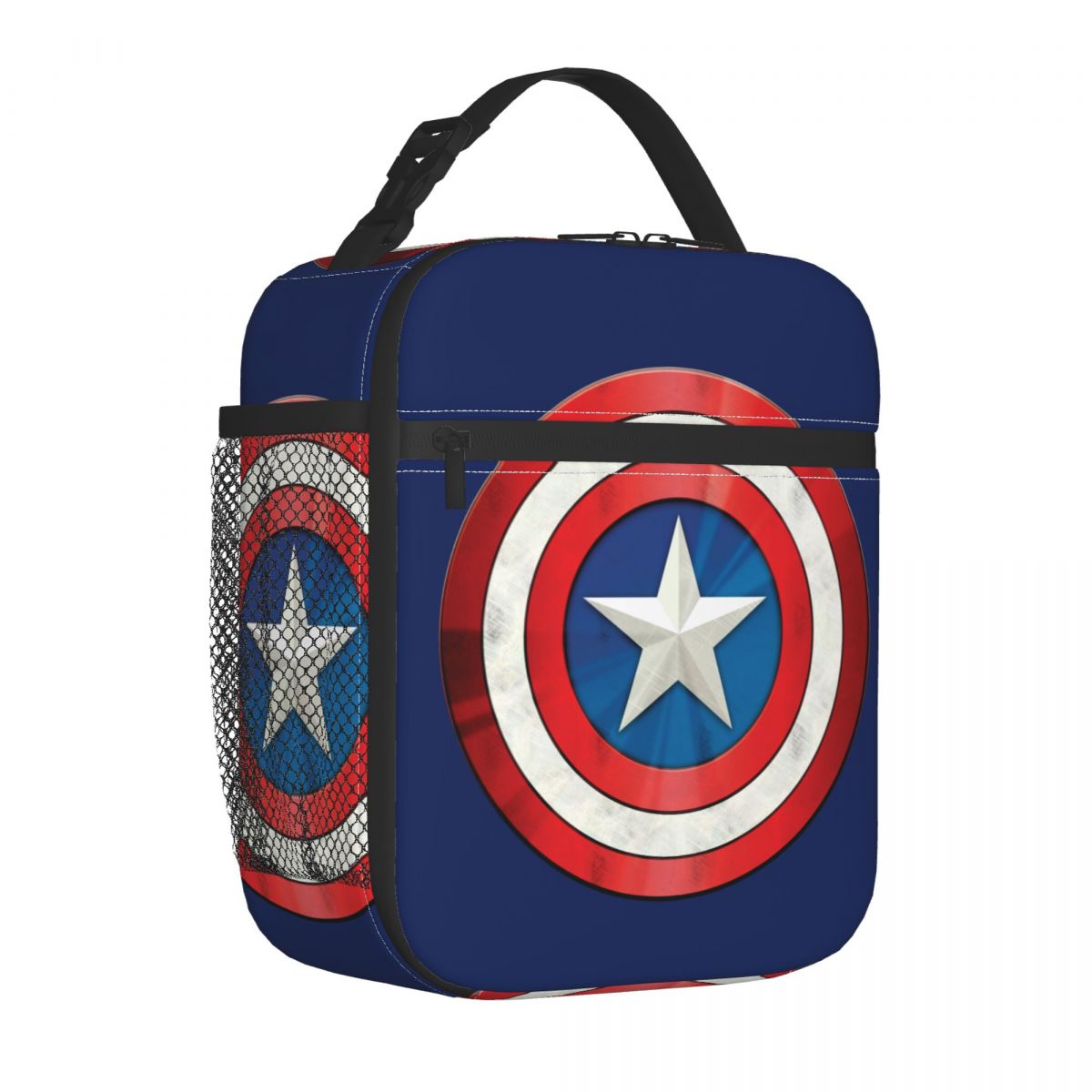 Captain America Brushed Shield Insulated Lunch Bag, Thermal Cooler Bento Box Kids, School Children Resuable Tote Bags