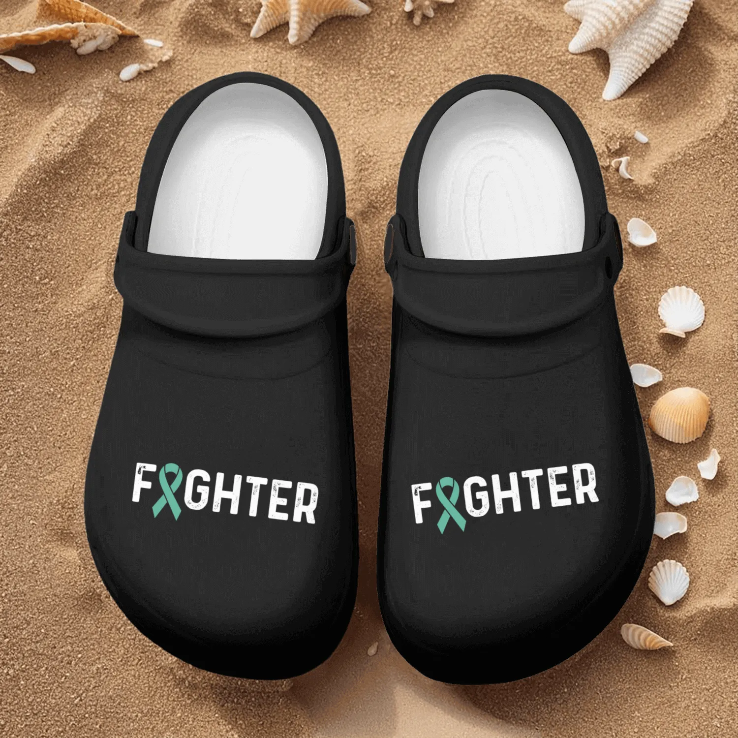 Ovarian Cancer Awareness Products Teal Ribbon Nurse Clogs