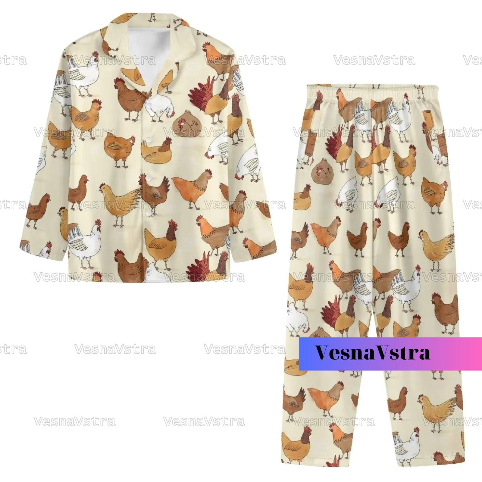 Halloween Chicken Pajama Set Women, Chicken Pjs For Women, Chicken Pajamas Set, Family Pajamas, Gift For Chicken Mom, Chicken Shirt