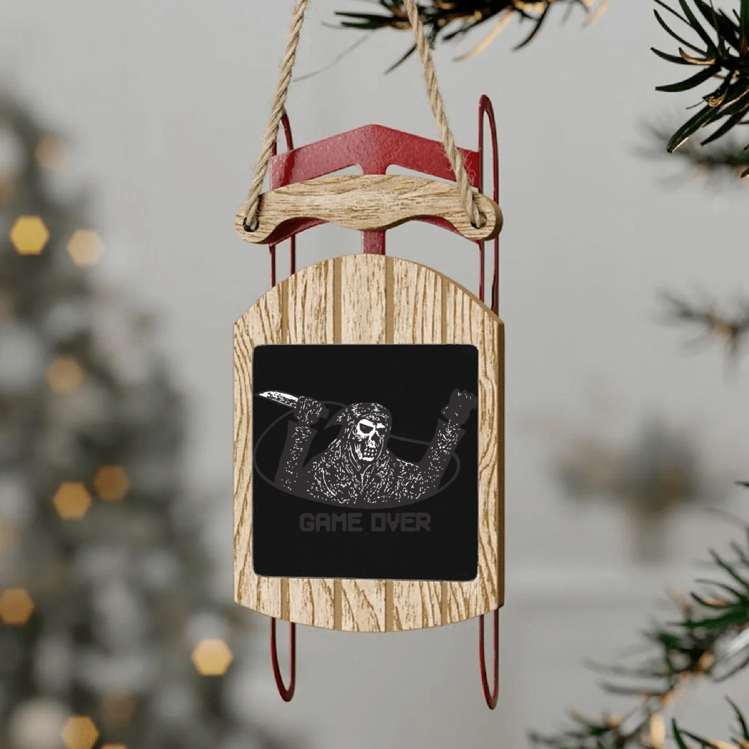 GAME OVER COMIC RETRO Sled Ornaments