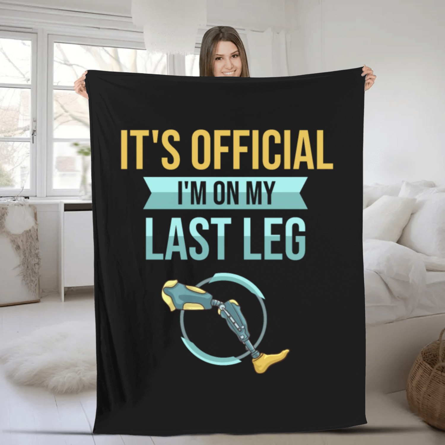 Leg Prosthetic Gift Leg Amputation Amputee Fleece Blankets