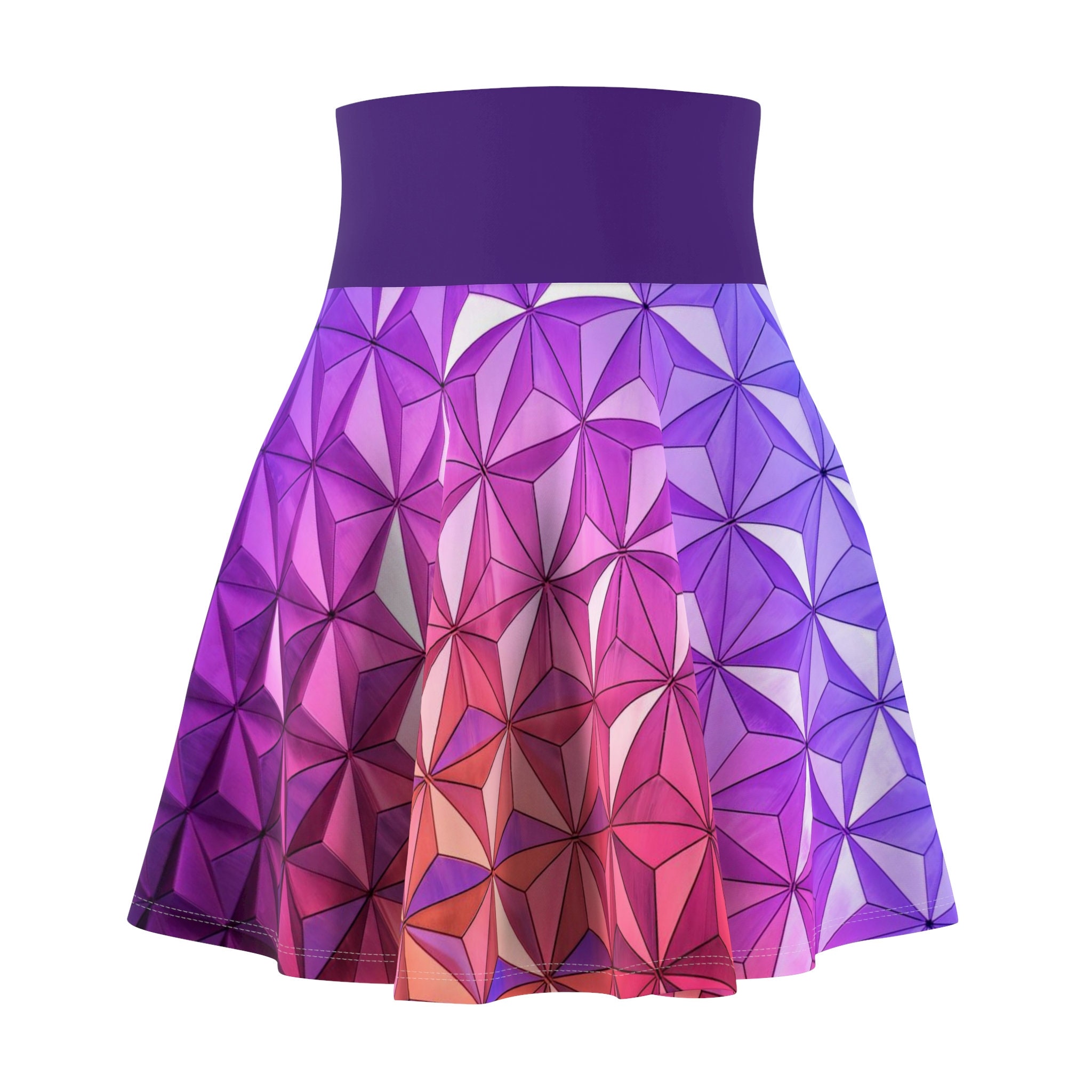 Sunset Geodesic Sphere Women's Skater Skirt | 4" wide high-rise elastic waistband | Women Summer Skater Skirt | Beaching Outfit