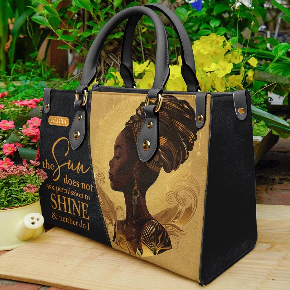 Personalized Leather Handbag For African American Women, Tote Bag With Motivational African American Women, Black Mom Gift