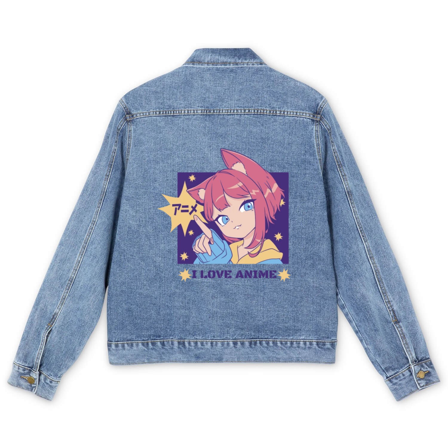 I Love Anime Otaku Japanese Art Kawaii Manga Anime Men's Denim Jackets