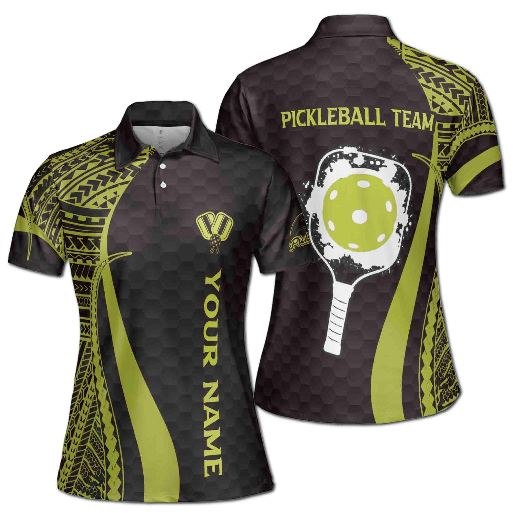 Customized Name Pickleball Paddle Tribal Pattern Women's Polo Shirt