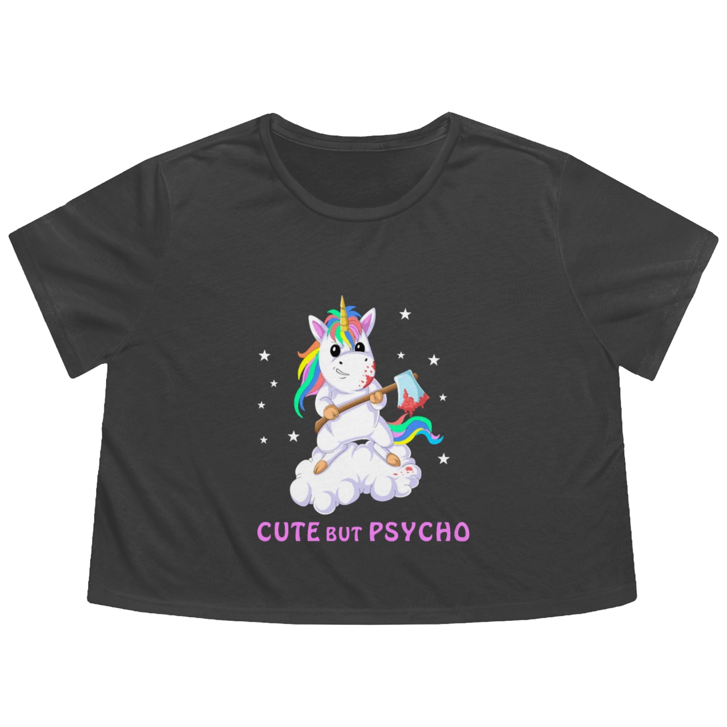 bloody unicorn Flowy Cropped Tees