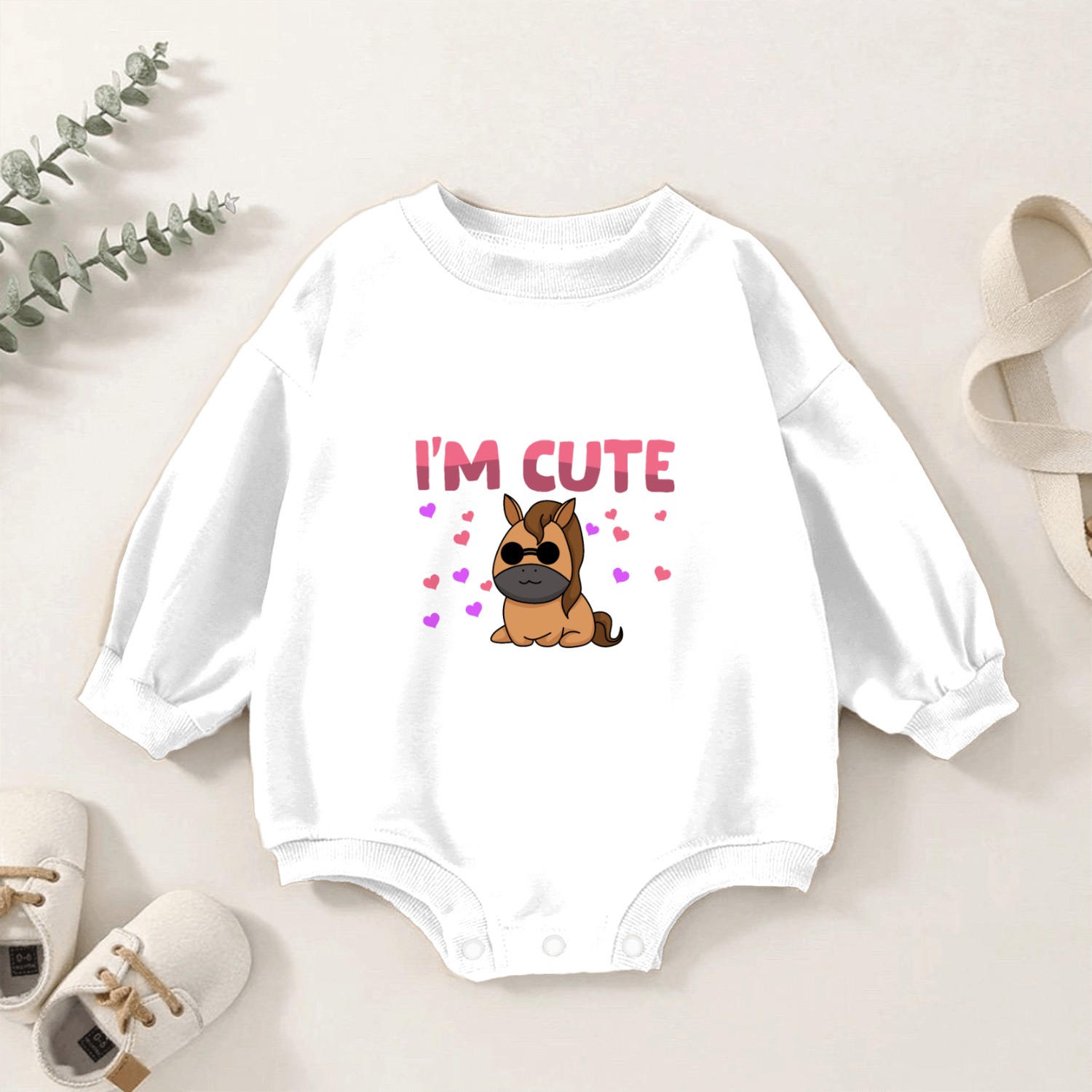 Horse Heart Valentine's Day Animal For Womens Kids Baby Romper Sweatshirts