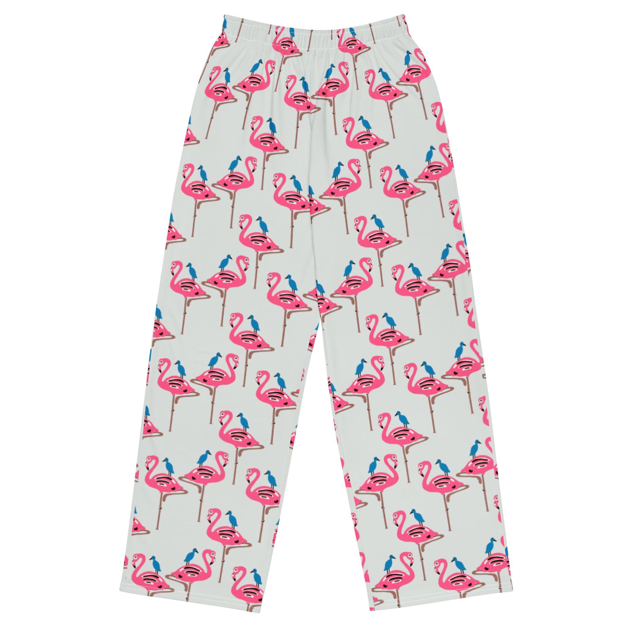 Pink Flamingo unisex wide-leg pants // Cute flamingo lounge pants