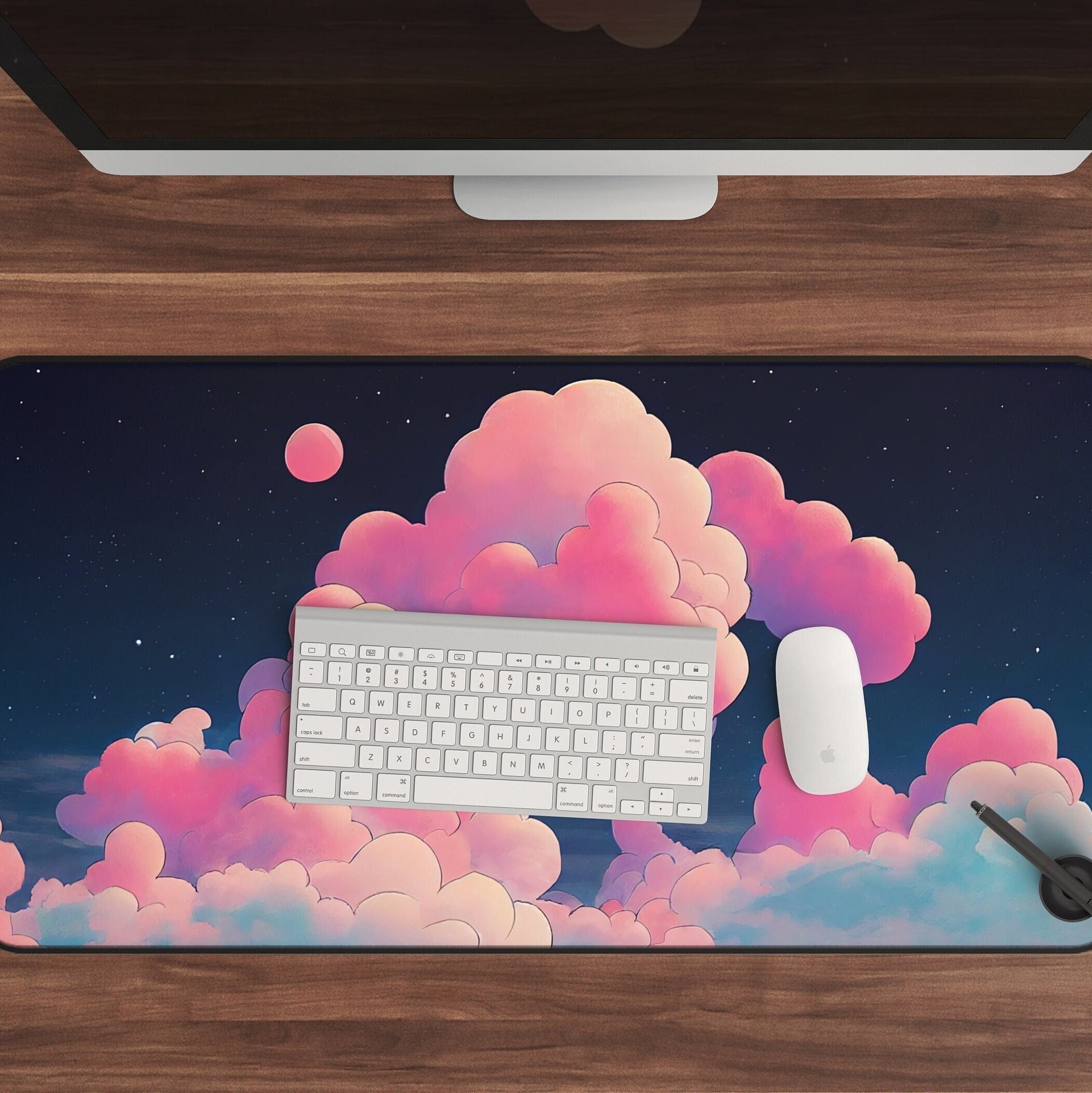 Anime Pastel Pink Cloud Extended Mousepad Desk Mat
