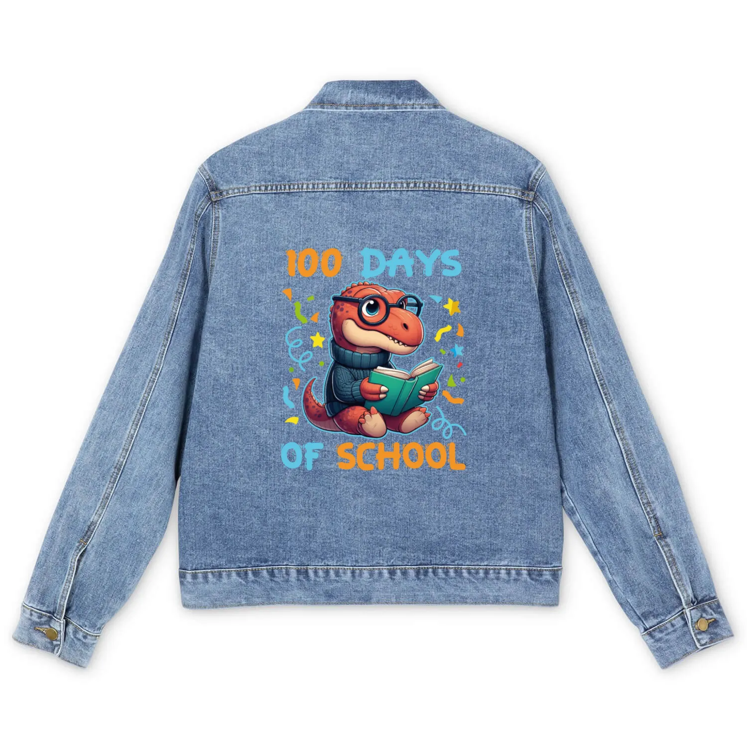 Cute Idea 100 Days Of School For Teachers Students Men's Denim Jackets