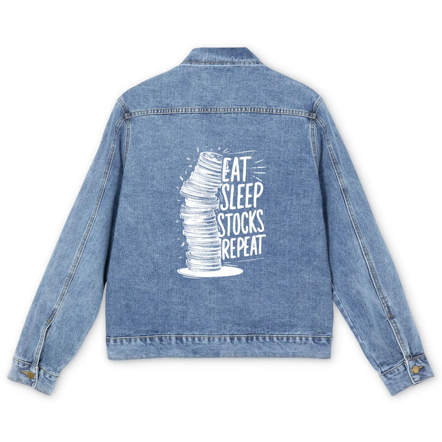 Day Trader Hustle - Eat Sleep Stocks Repeat Men's Denim Jackets