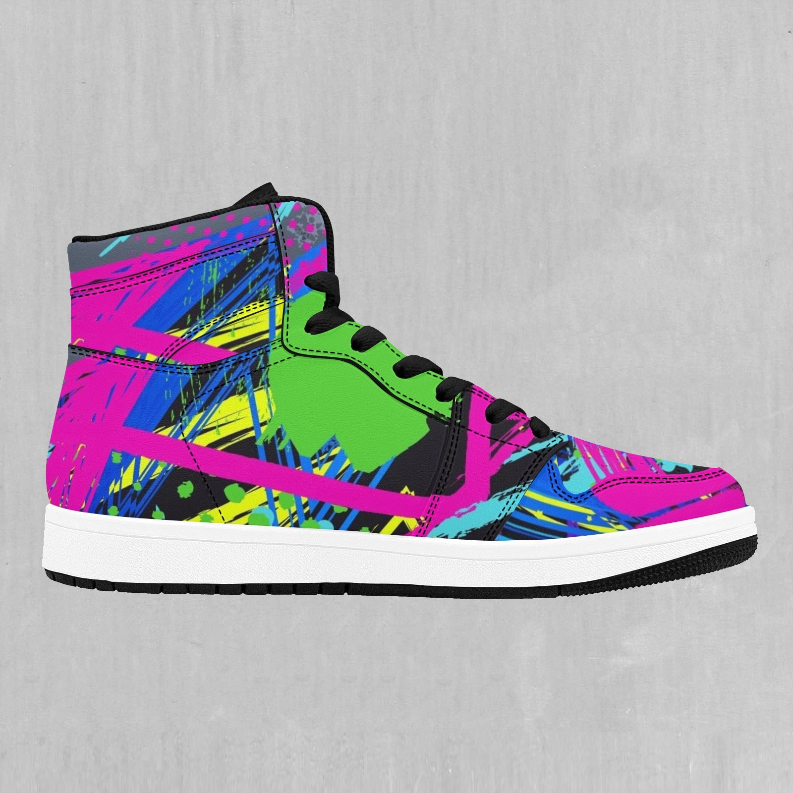 Neon Boulevard Retro Abstract High Top Sneakers for Men