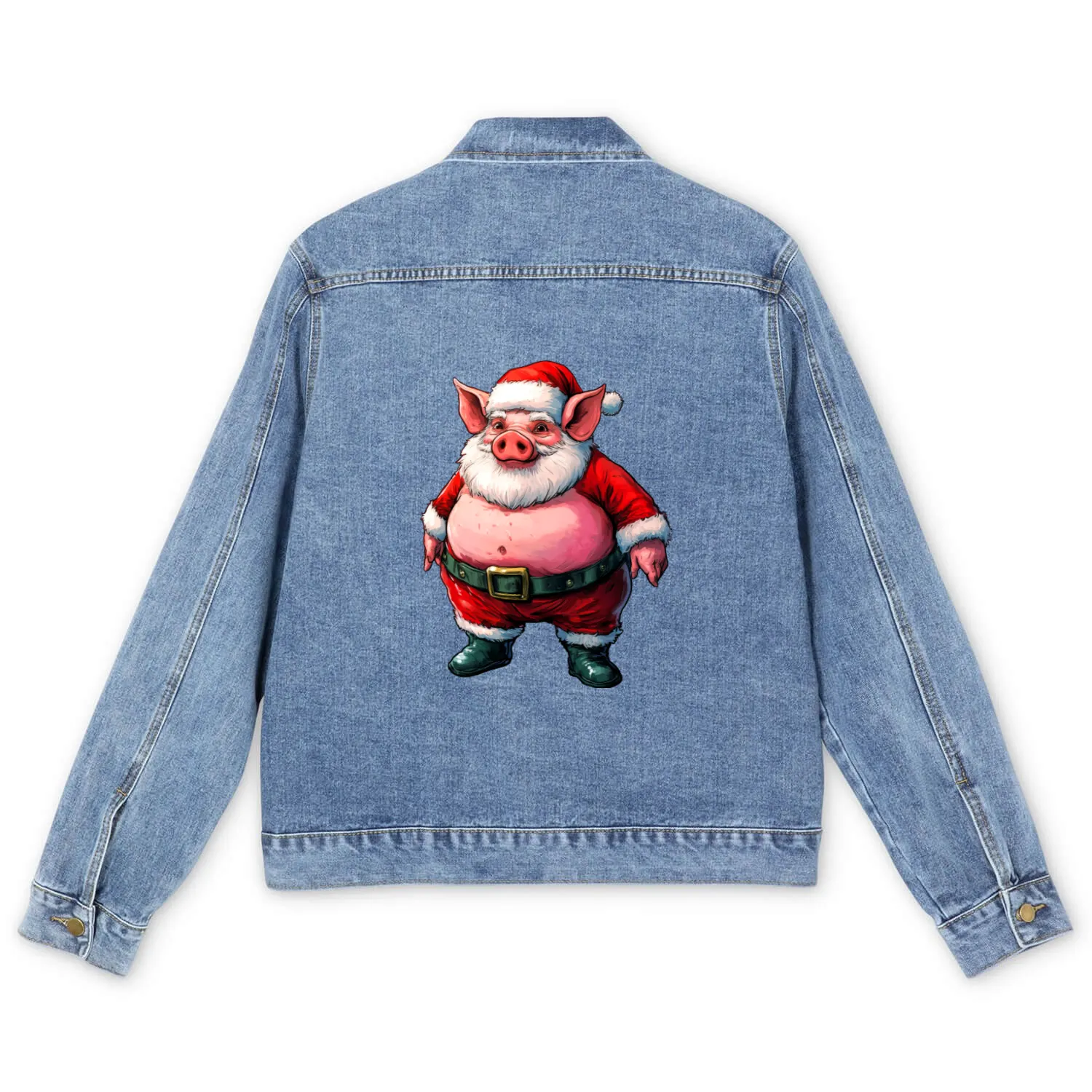Christmas pig Men's Denim Jackets