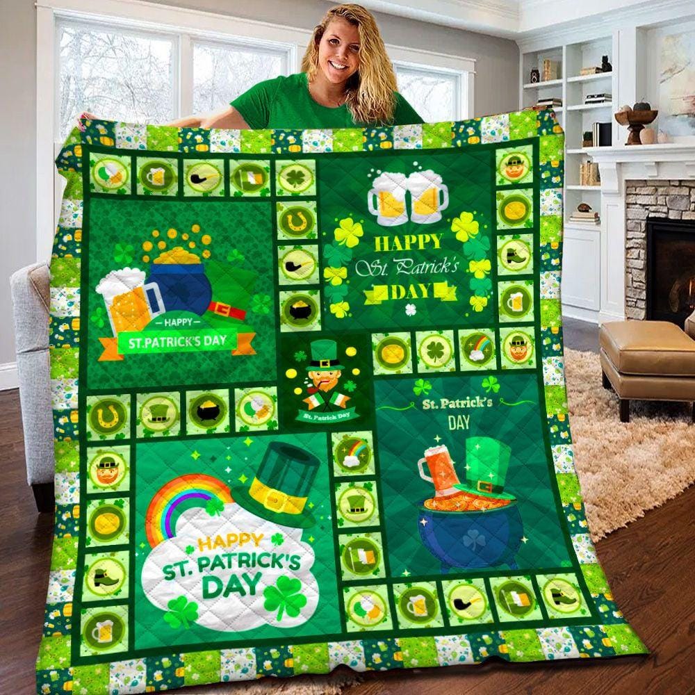 St Patricks Quilt - Irish Shamrock Quilt, St Patty Day Quilt, St Patrick's Day Decor