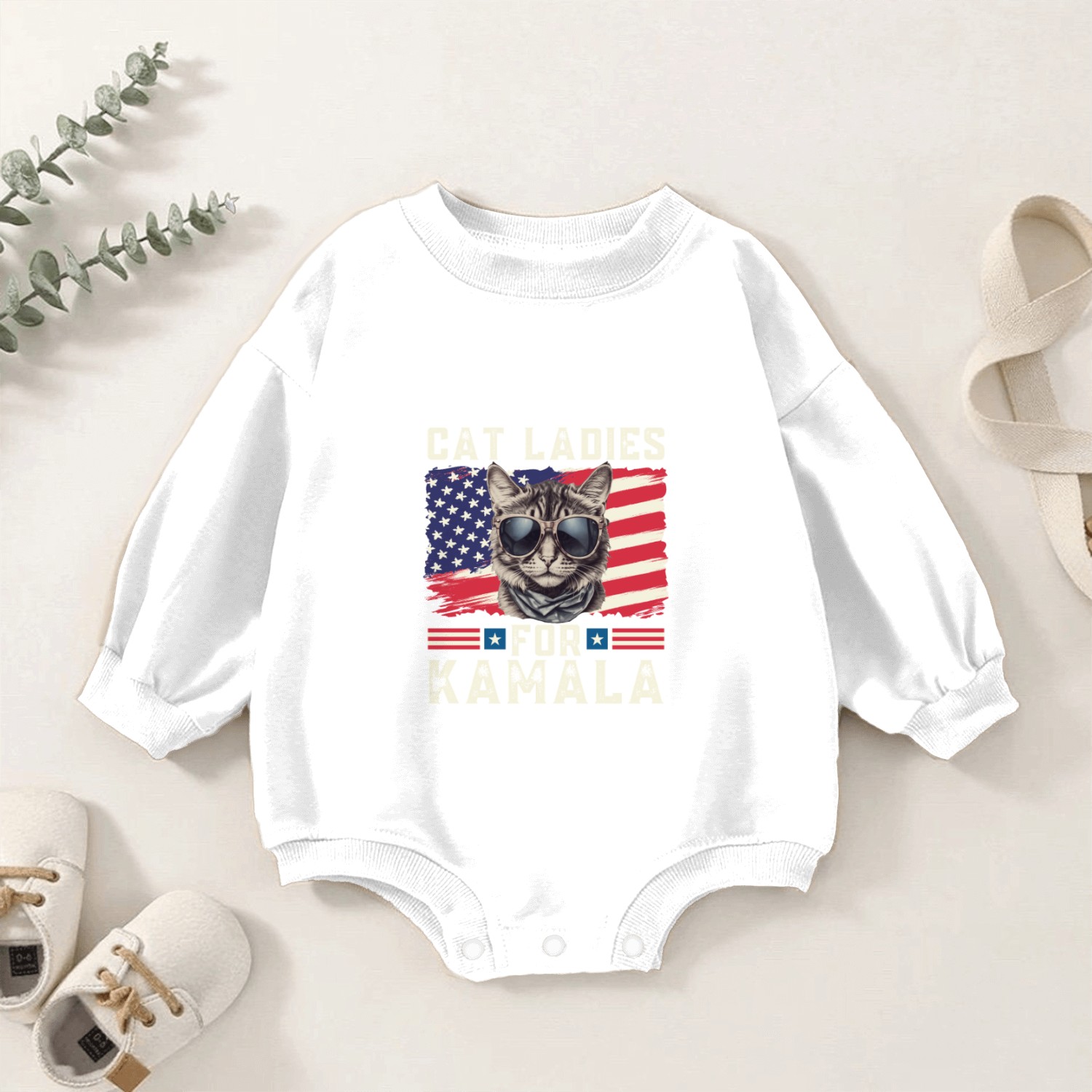 Cat ladies for kamala Harris 2024 Baby Romper Sweatshirts