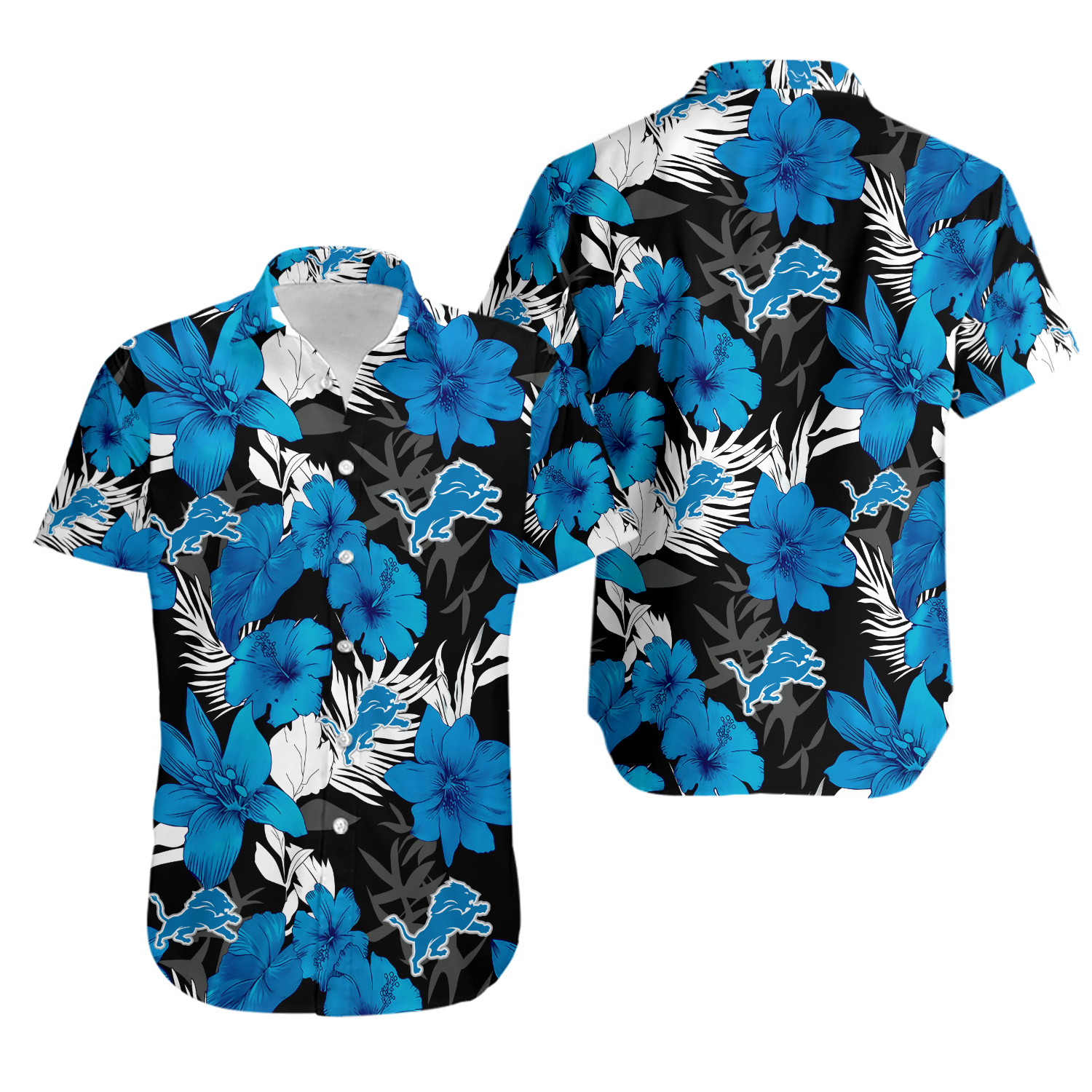 Detroit Football Team Lionss Hawaiian Button Down Shirt